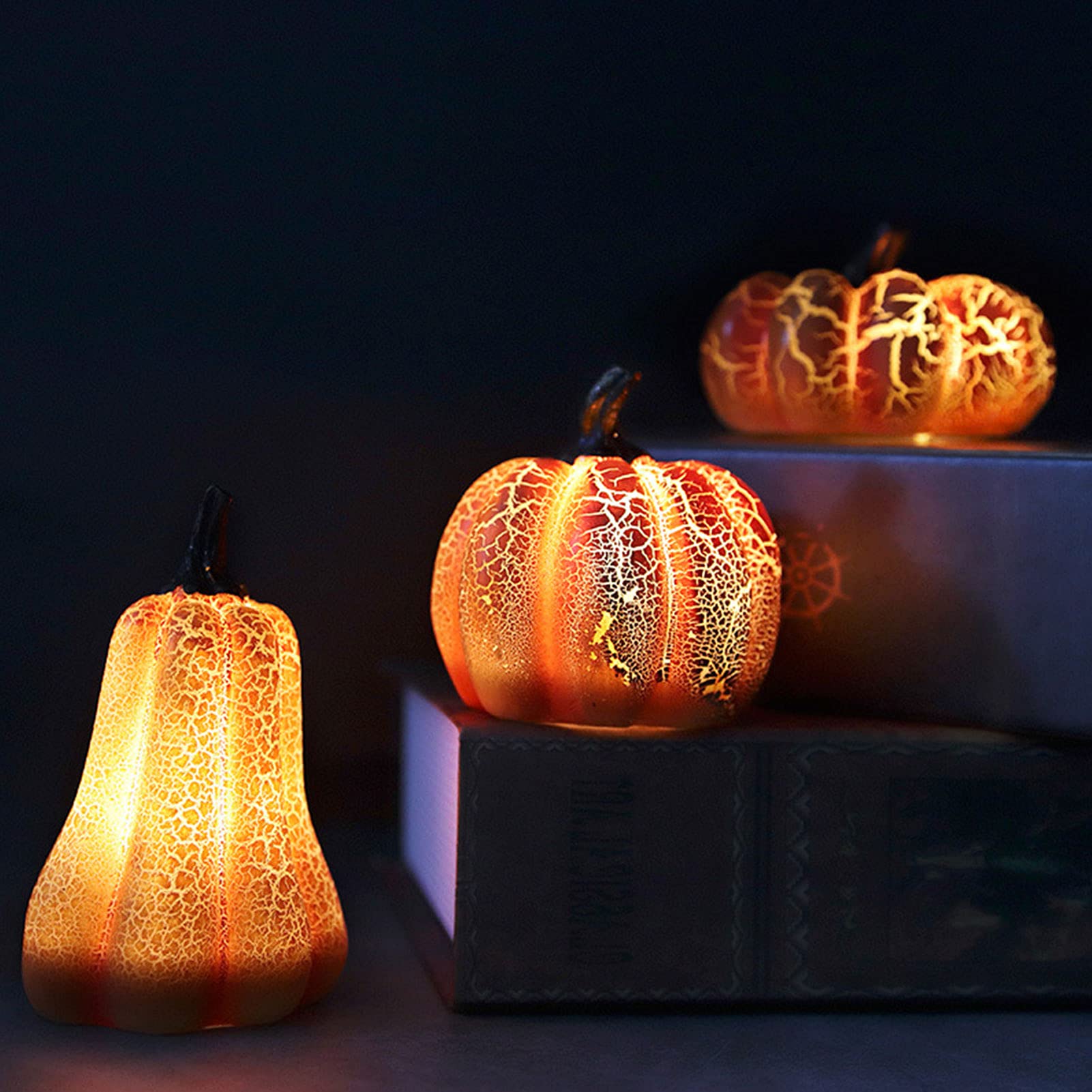 Glitzhome Herbst-Deko – 2 Kürbis-Laternen Mit Metall-Eimer, Hängend Oder Stehend – Für Halloween & Thanksgiving
