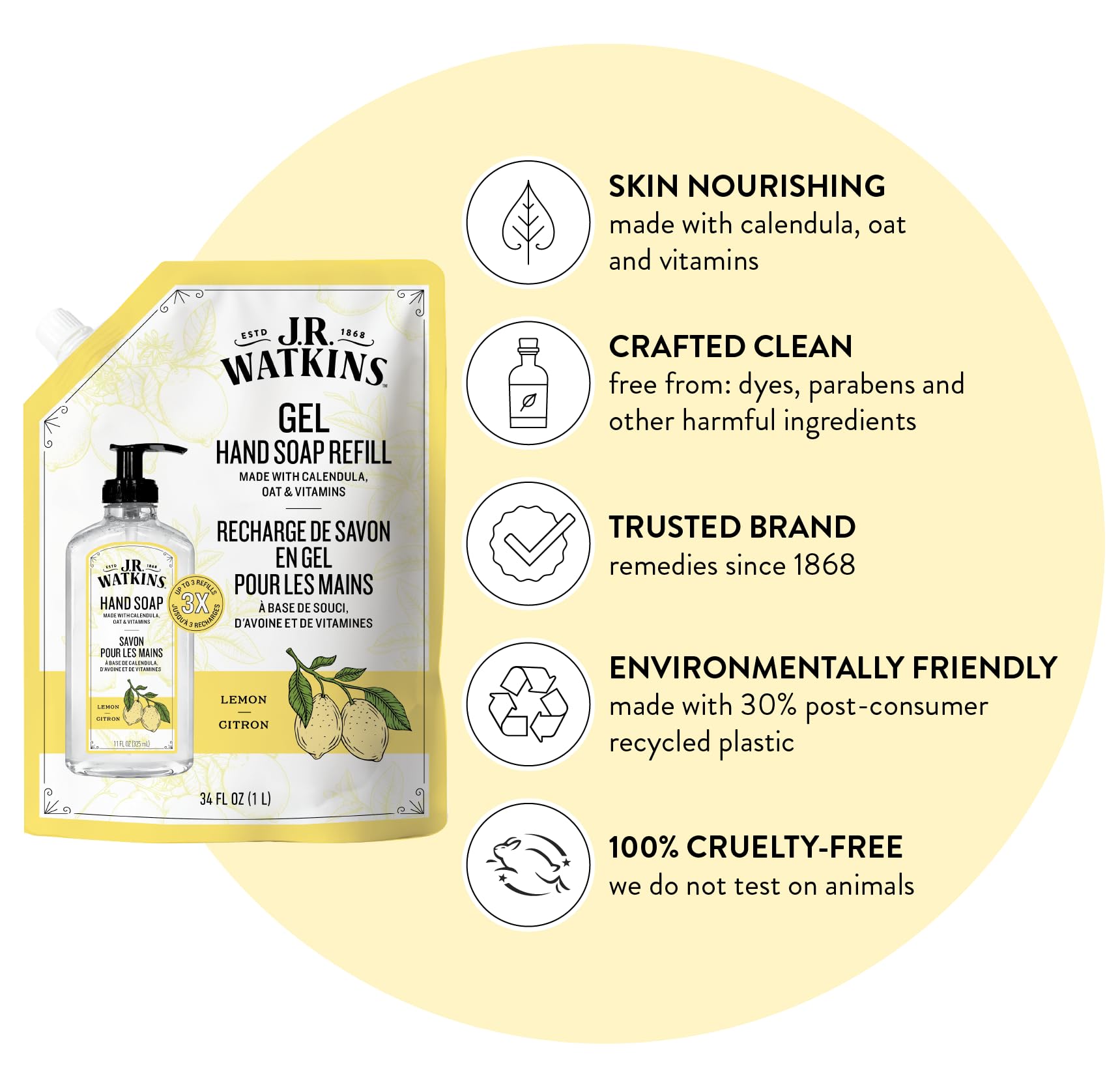 J.R. Watkins Moisturizing Gel Hand Soap Refill