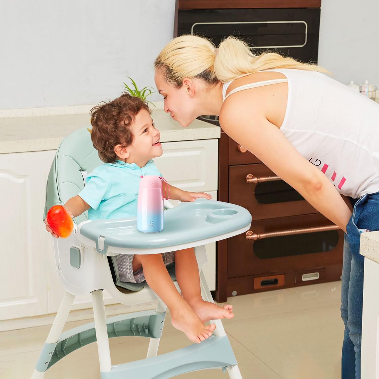 Trona bebé 5in1,Trona Plegable Para Niños, con Altura Regulable,Bandeja Extraíble y Arnés de 5 Puntos,Evolutiva Trona Evolutiva, apta Para Bebés a Partir de 6 Meses