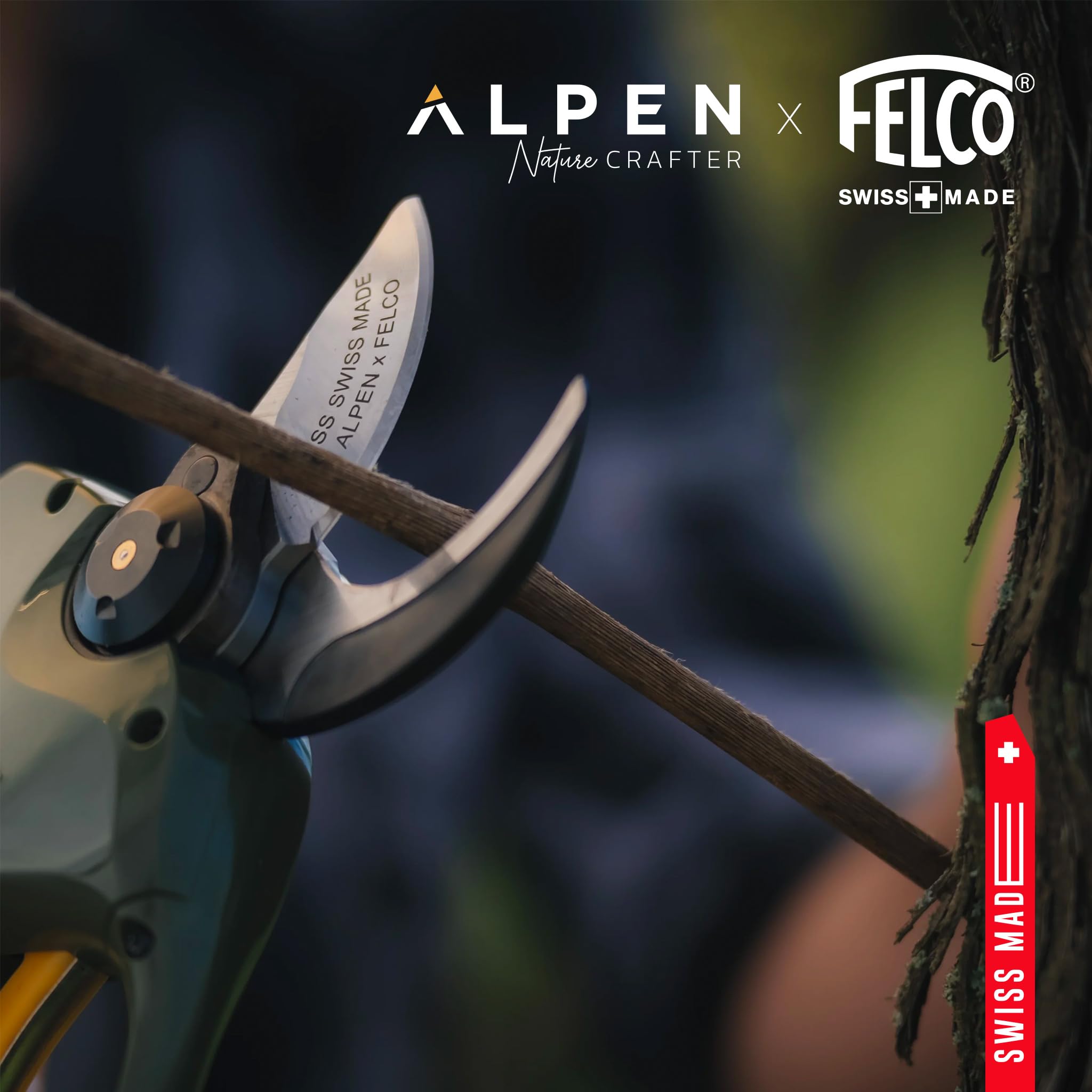 Alpen Wildhorn 32 - Tijeras de podar eléctricas, diámetro de 32 mm, Hoja FELCO HSS, Pantalla LCD, 1 batería, Juego Profesional con maletín de Accesorios, Calidad Suiza para Cortes precisos