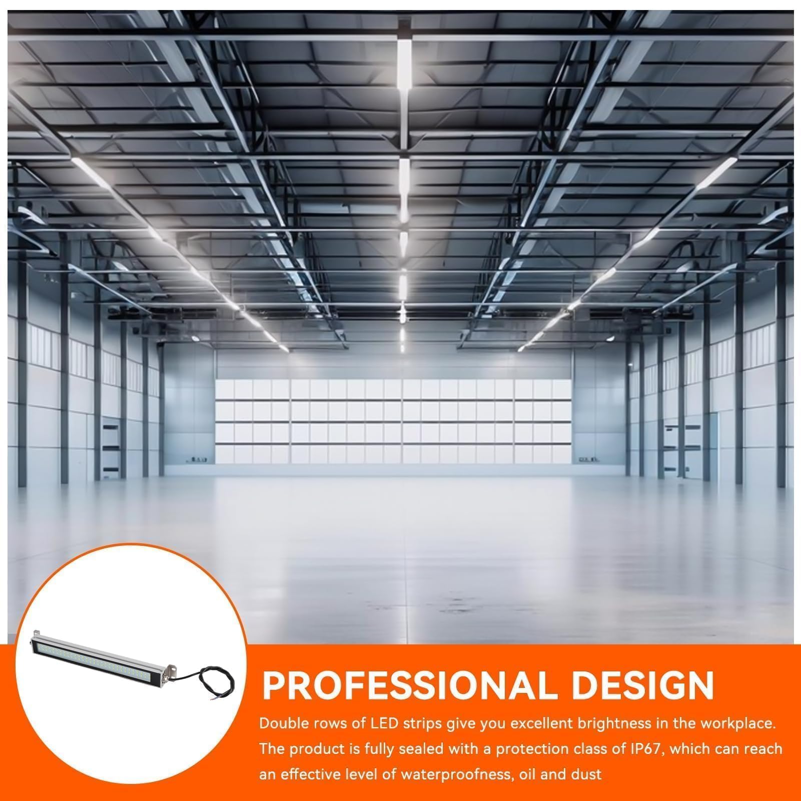 24V 12W IP67 Impermeable Tubo De Luz De Máquina, Luz De Trabajo LED CNC Machine Shop, CNC Industrial Máquina Internera Iluminación LED Con Cubierta Transparente, Garaje Almacén Taller Sótano