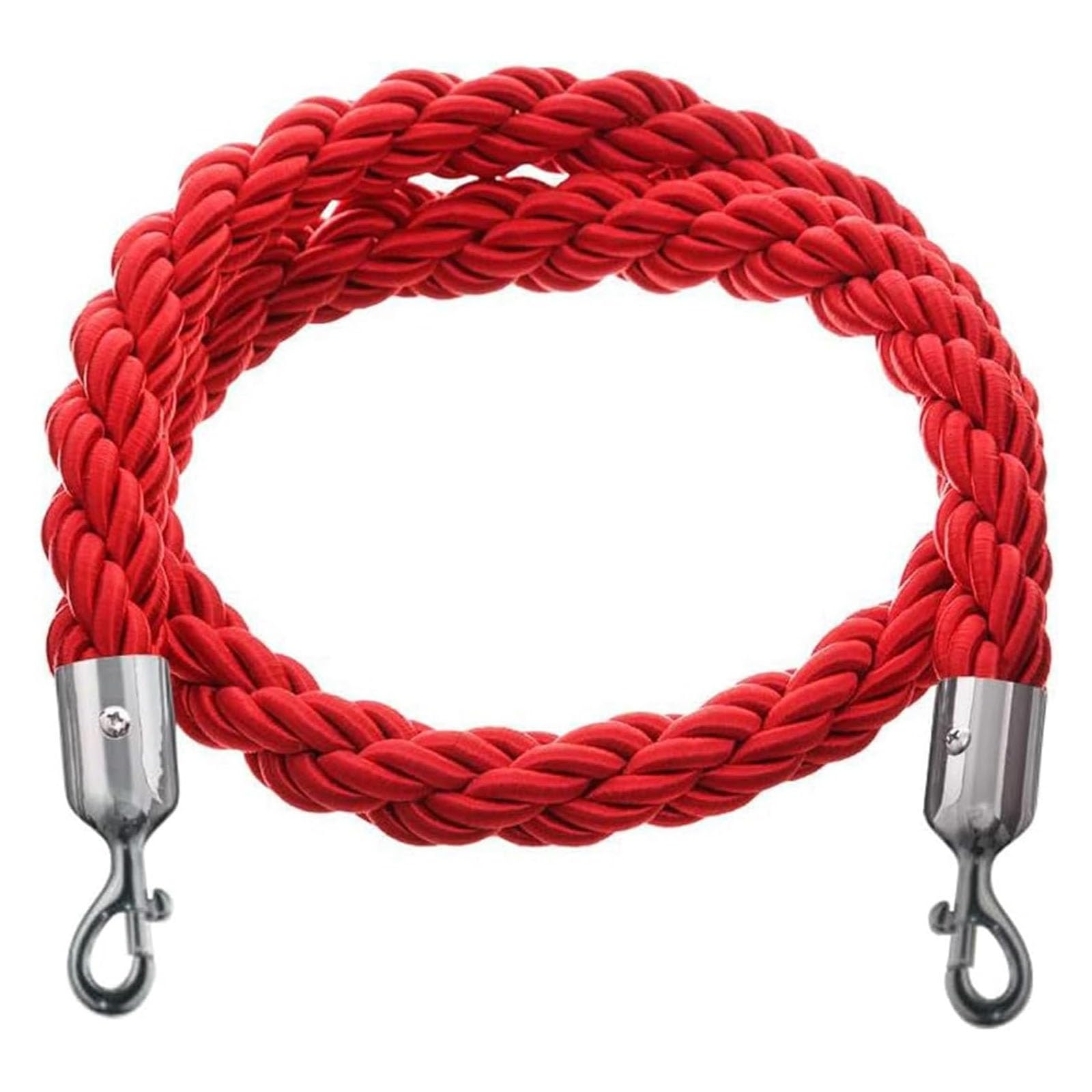 Barrier Rope, Hanging VIP Rope with Silver Hook,Stanchion Queue Barrier Twisted,Crowd Control(Red,7ft/215cm)