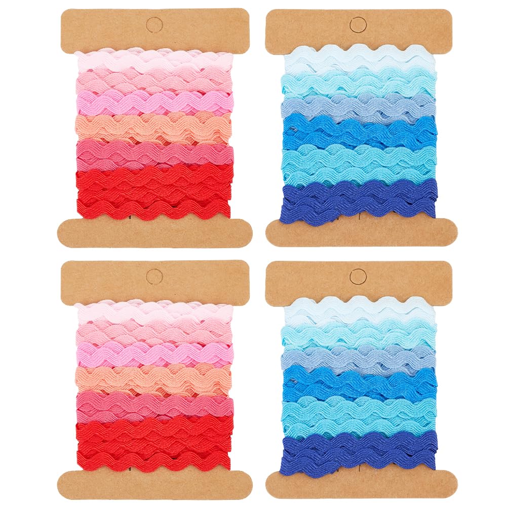 GORGECRAFT 24Yds*7.5mm 2 Stili Ric Rac Nastro Onda Zig Zag Frange Pieghevoli Trim Tessuto Intrecciato Cucito Pizzo per Fai Da Te Cucito Artigianato Vestiti Abiti Abbellimenti Confezioni Regalo