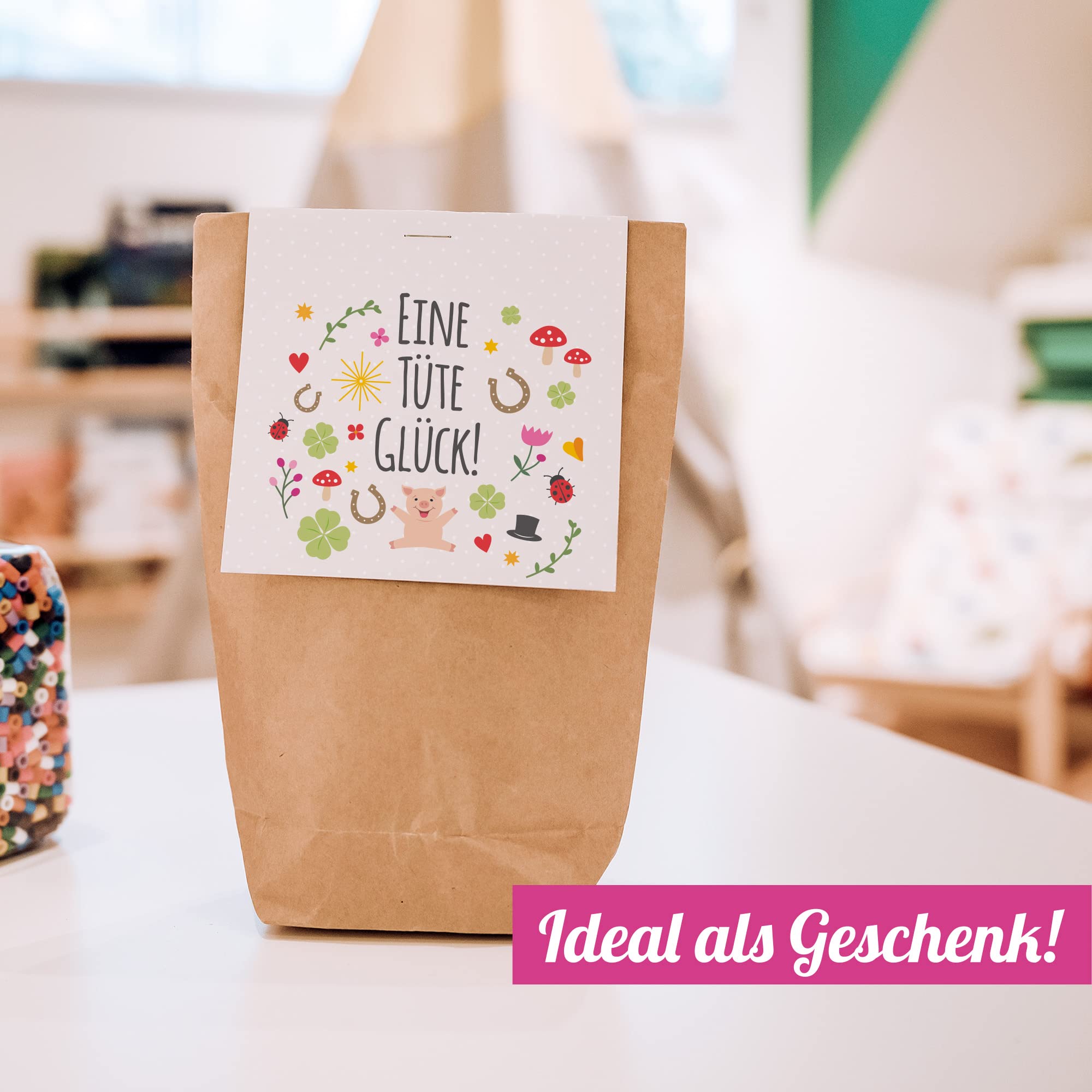 Ideenverlag HAMBURG 6x Glück nachhaltige Wundertüte - Glücksbringer Überraschungstüte & Mitbringsel - Aufmerksamkeit Mitgebsel - give-aways Tüte