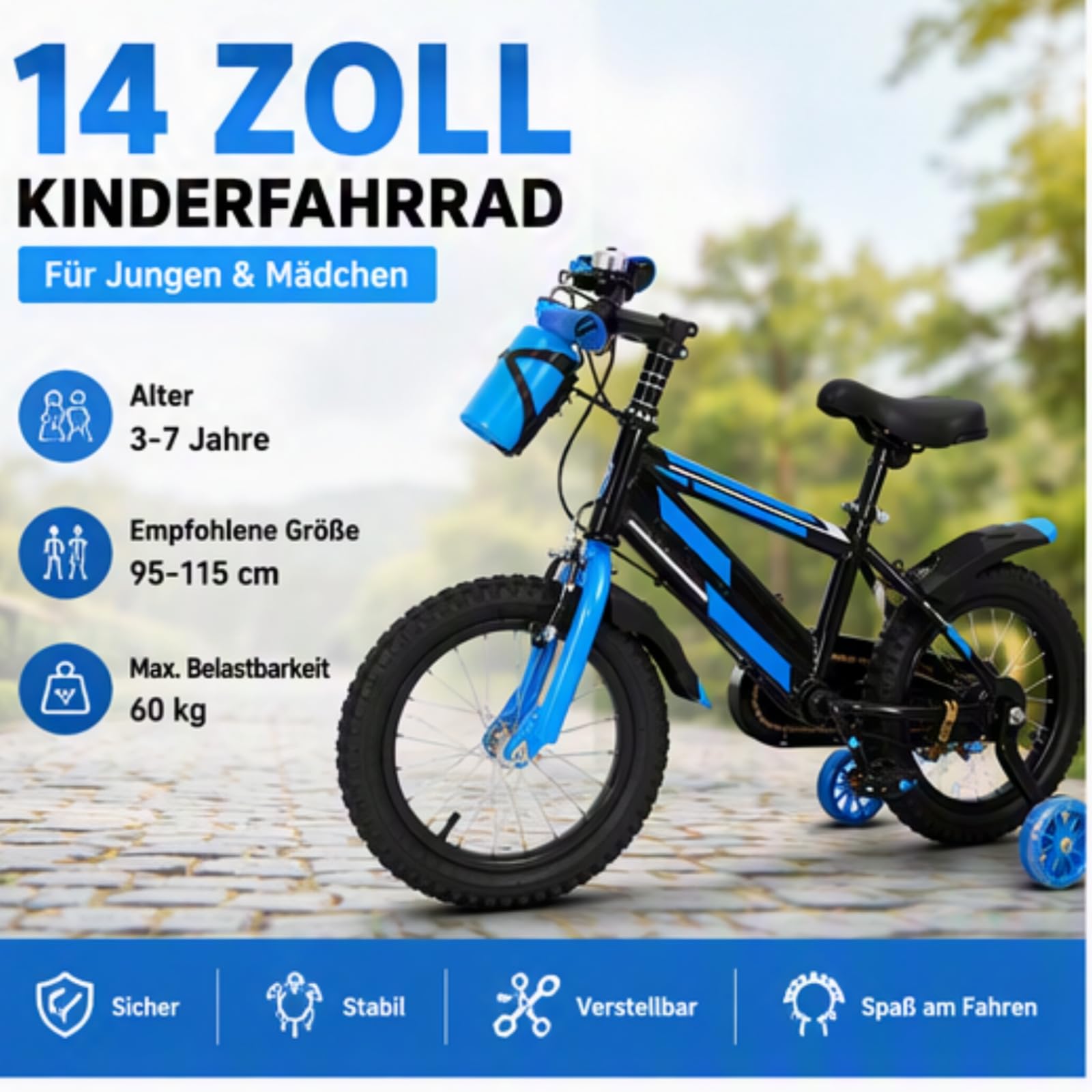 kinderfahrrad 115 cm WSIKGHU 14 Zoll für ab 3-7 Jahre Jungen & Mädchen, Upgraded Blau Kinder Fahrrad mit Stützrädern, Höhenverstellbar Kinderfahrräder mit Schutzblech und Trinkflasche für Outdoor Reiten Sport & Freizeit Size:Medium/ Large KTM Macina Silence 500 skateboard