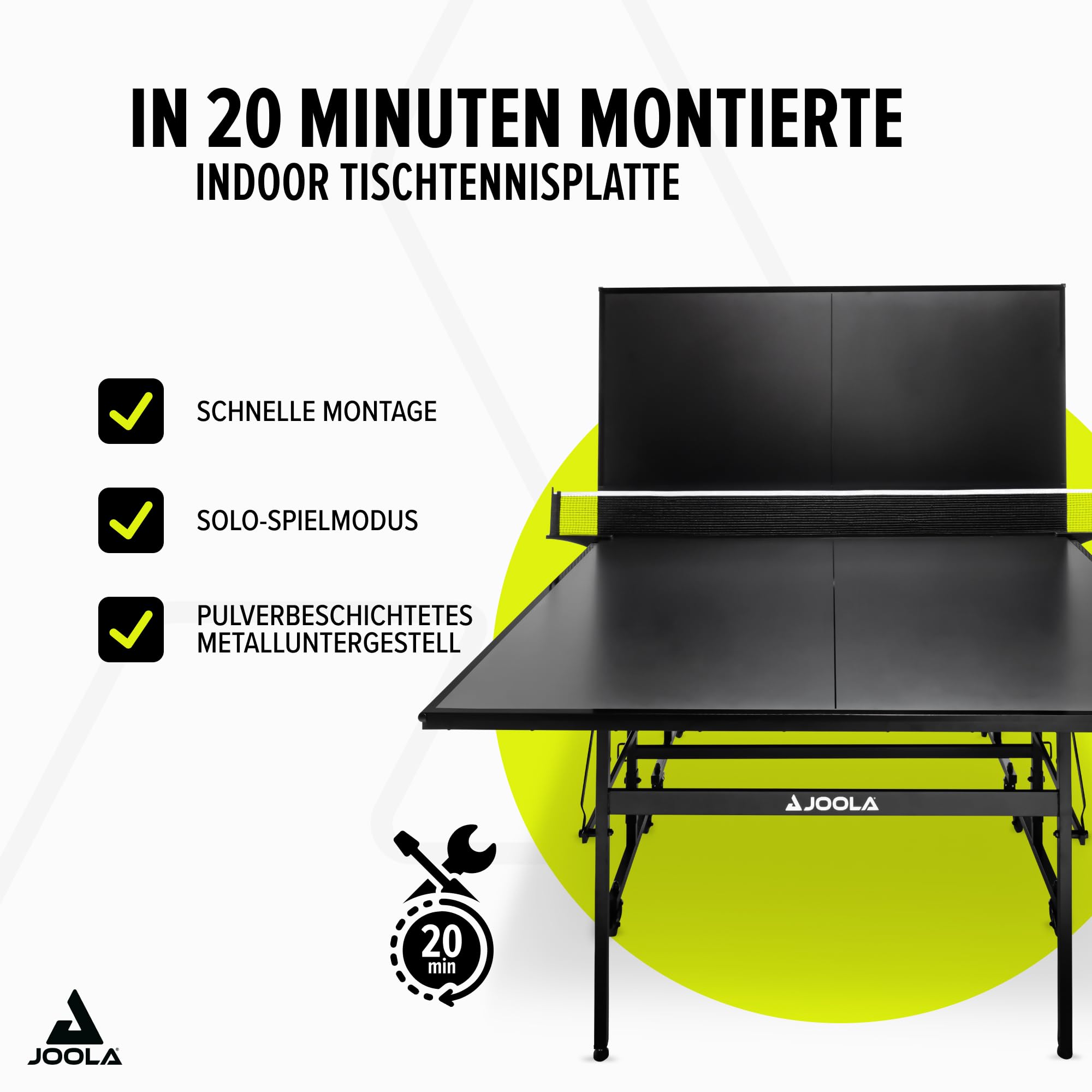 JOOLA Tischtennisplatte Inside 13 Tischtennistisch Indoor klappbares Untergestell – Schneller Aufbau-inklusive Netz, blau, 274 x 152,5 x 76 cm