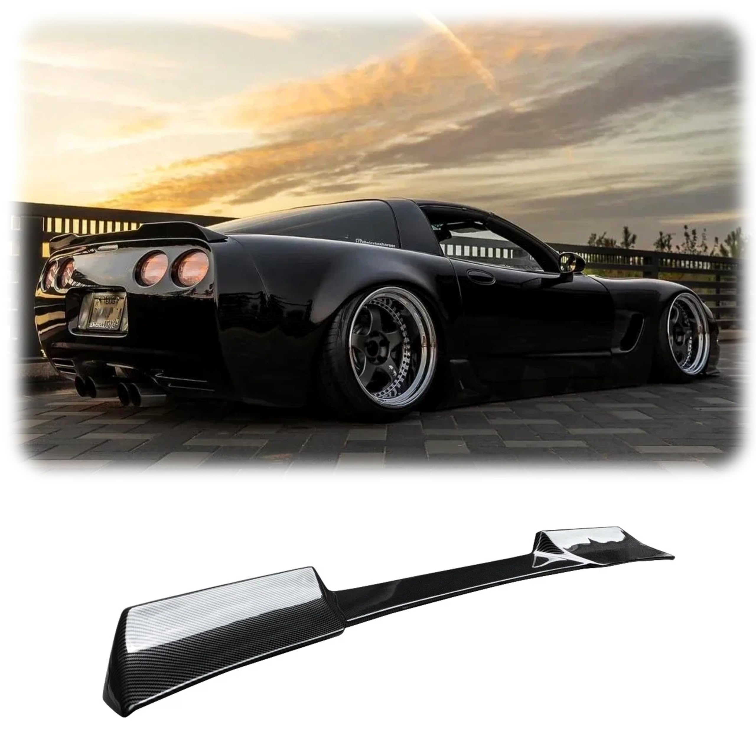 ZR1スタイル リアトランクリッドウィングスポイラー 金具付き カーボン 