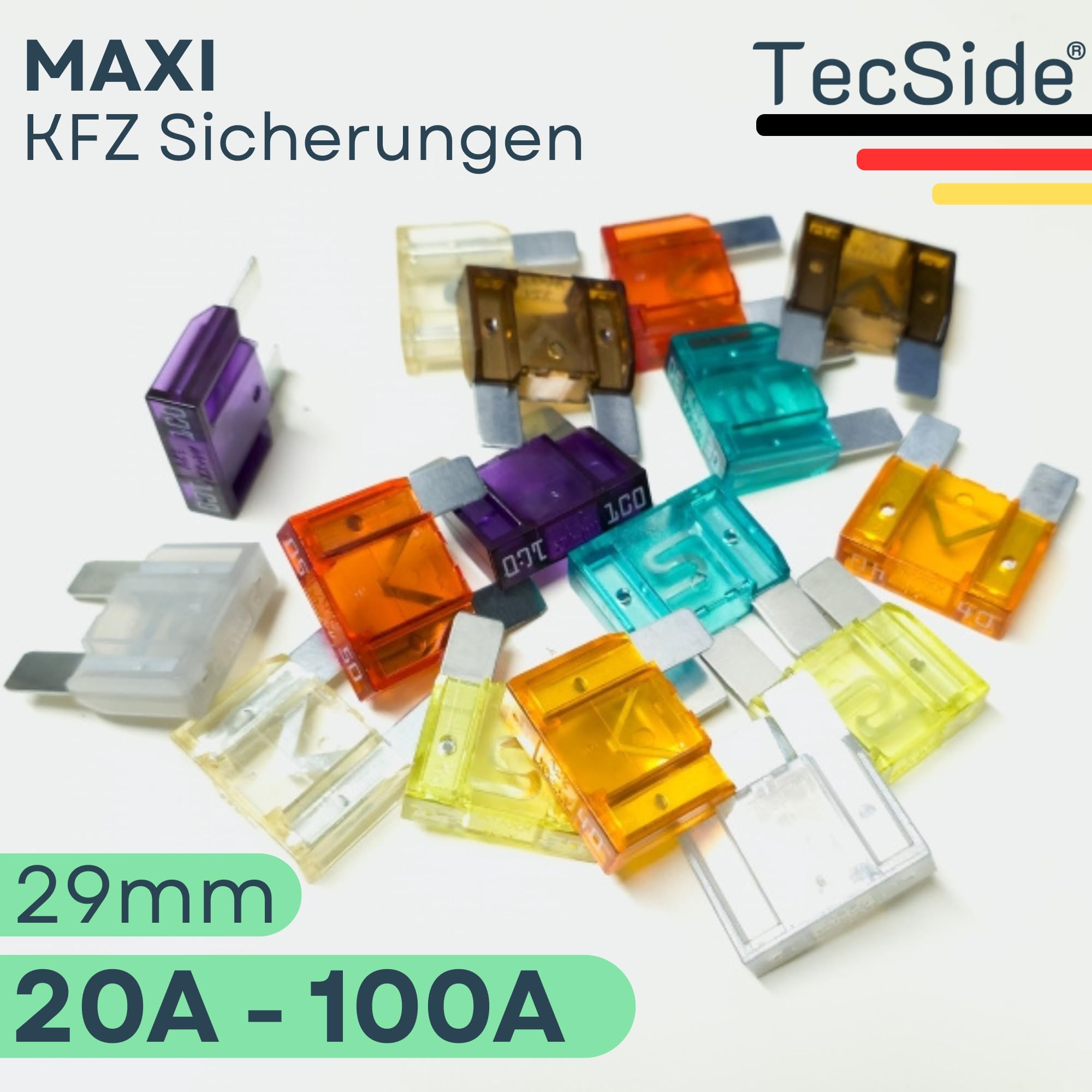 5 x Flachstecksicherung MAXI - Sicherung 40A / 32V / orange | Maxi Flachstecksicherung als Ersatz für Kfz und elektrische Anwendungen. Für passende 5 x Flachstecksicherung MAXI - Sicherung 40A / 32V / orange | Maxi Flachstecksicherung als Ersatz für Kfz und elektrische Anwendungen. Für passende