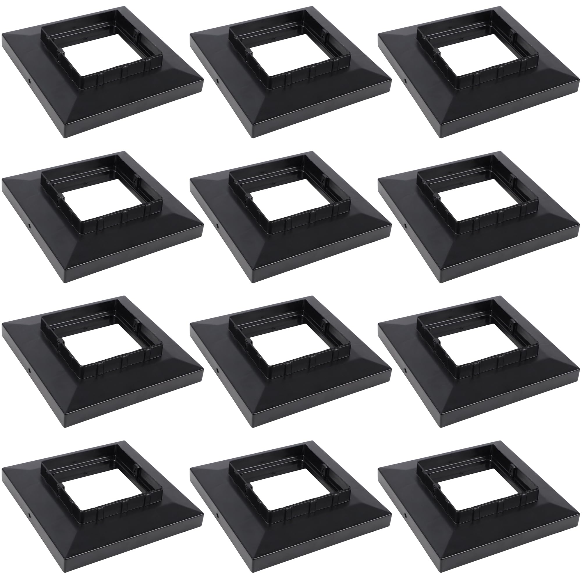 Dynaming Black Mount Base for Solar Post Lights, Fit for 4x4, 5x5 or 6x6 Vinyl/Wooden Post (12 Pack)