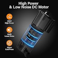 Vista 7 de Cold Press Juicer, Masticating Juicer with Large Feed Chute Fit Whole Fruits & Vegetables，Stainless Steel Slow Masticating Juicer Easy to Clean