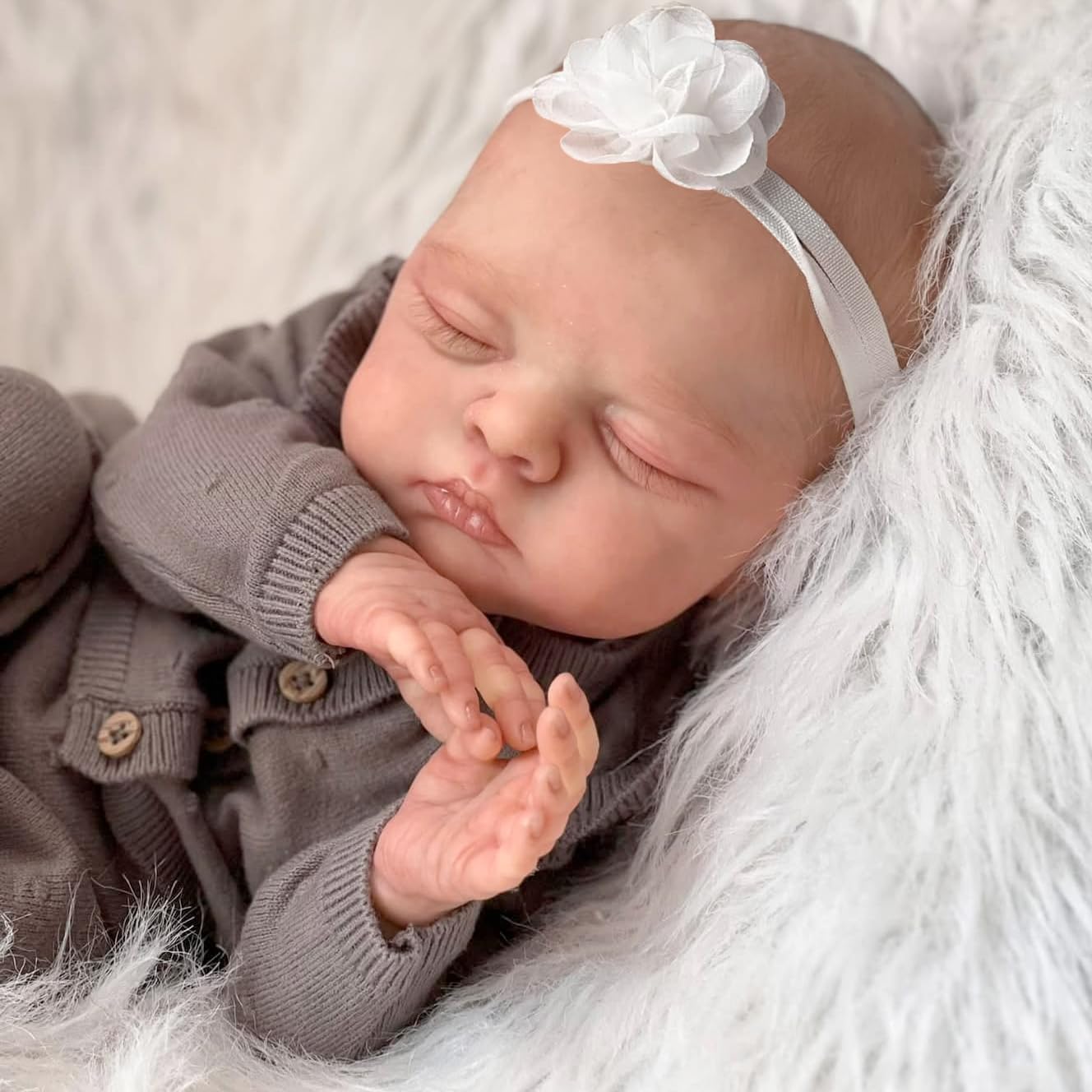 Real Life Reborn Bambola che dorme, 45,7 cm, realistica, in tessuto morbido, con capelli dipinti che sembrano realistici, con kit di alimentazione per bambini dai 3 anni in su