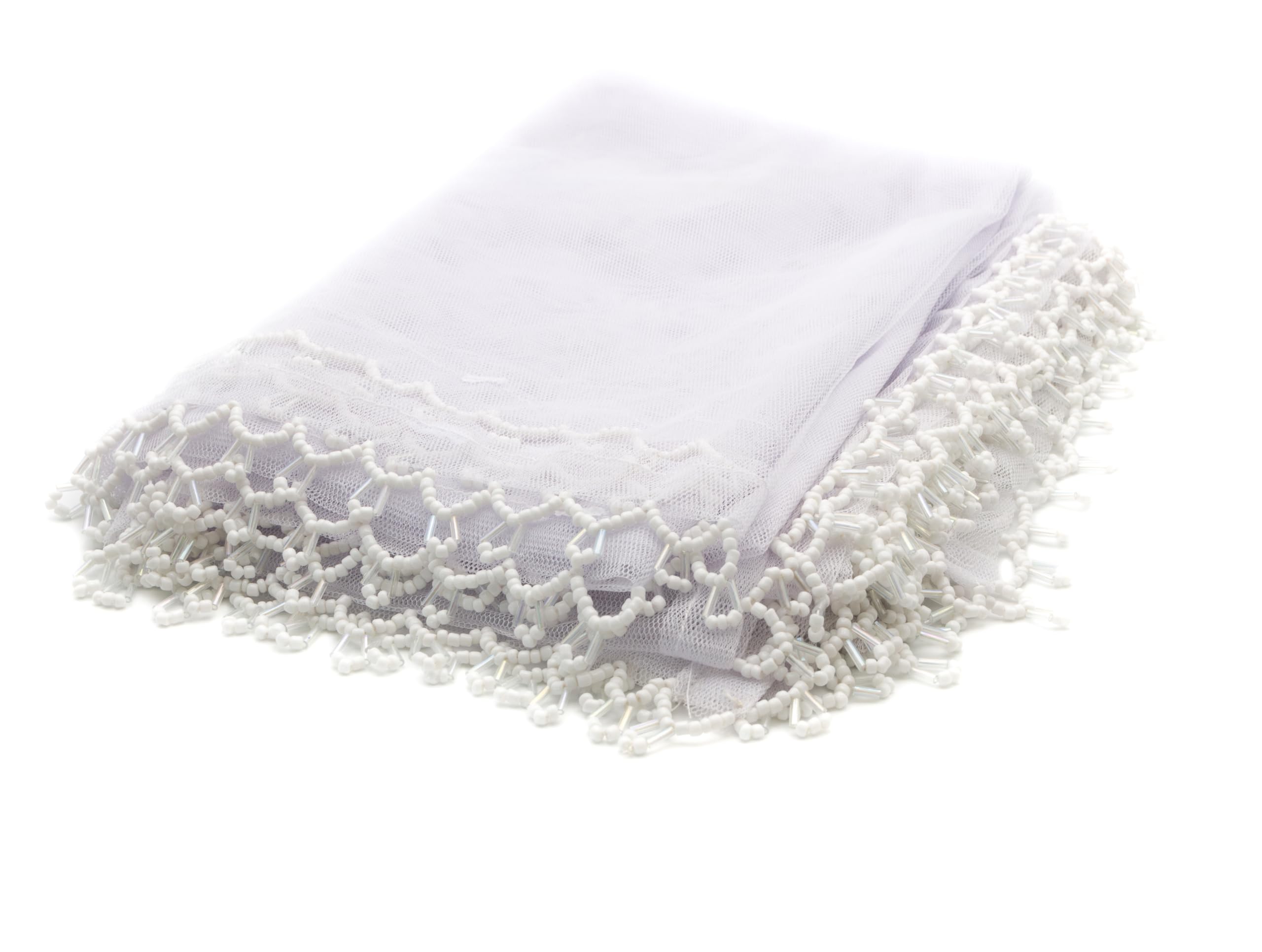 BillionHers Dining Table Food Covers - Beaded Handmade Large Food Cover Net for Dining Table and Garden Tables (Soft White Mesh) 200cm x 150cm Rectangular