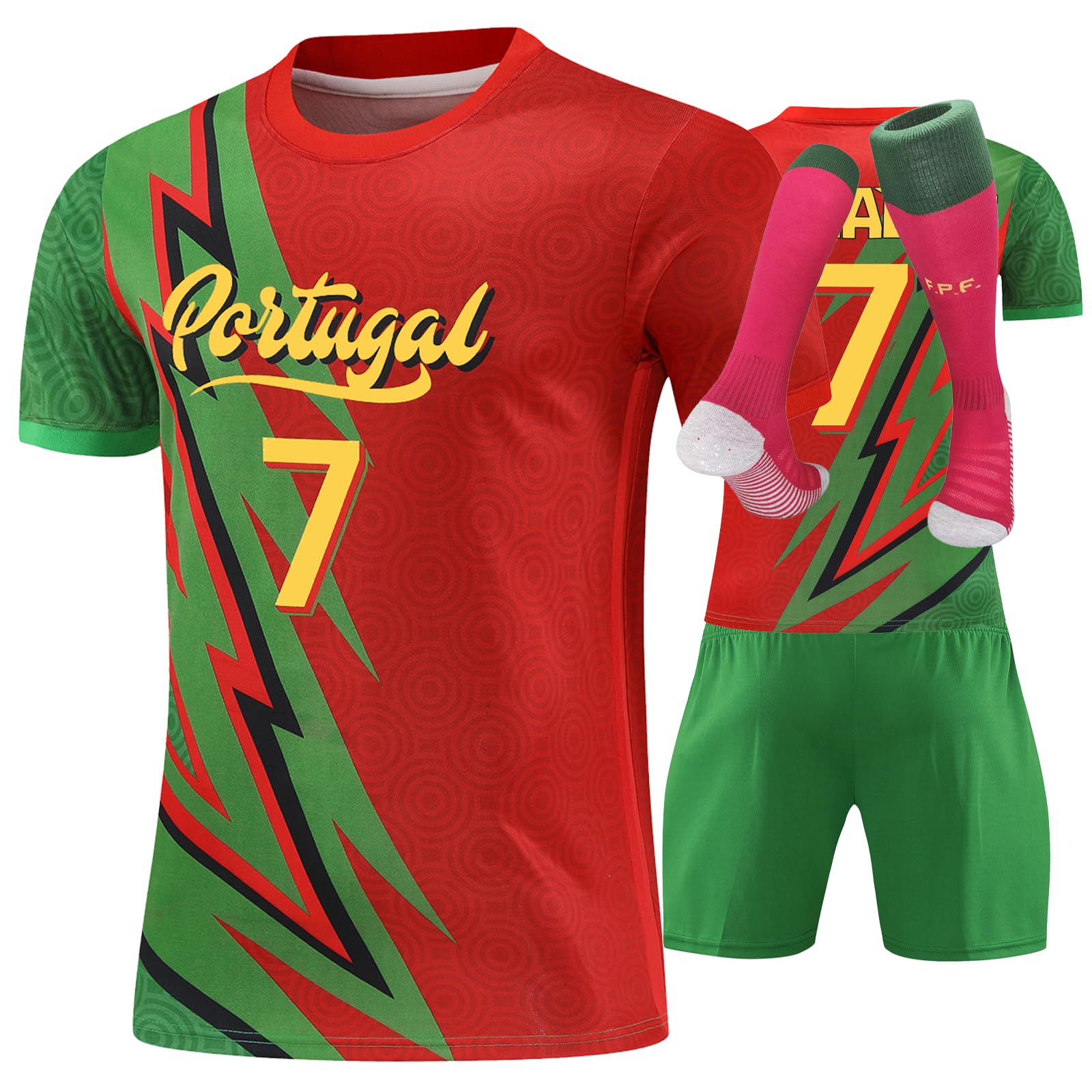 URAISEUS Boys' Soccer Jerseys Training Uniform Boys and Girls Youth Shirts and Shorts Set with sock