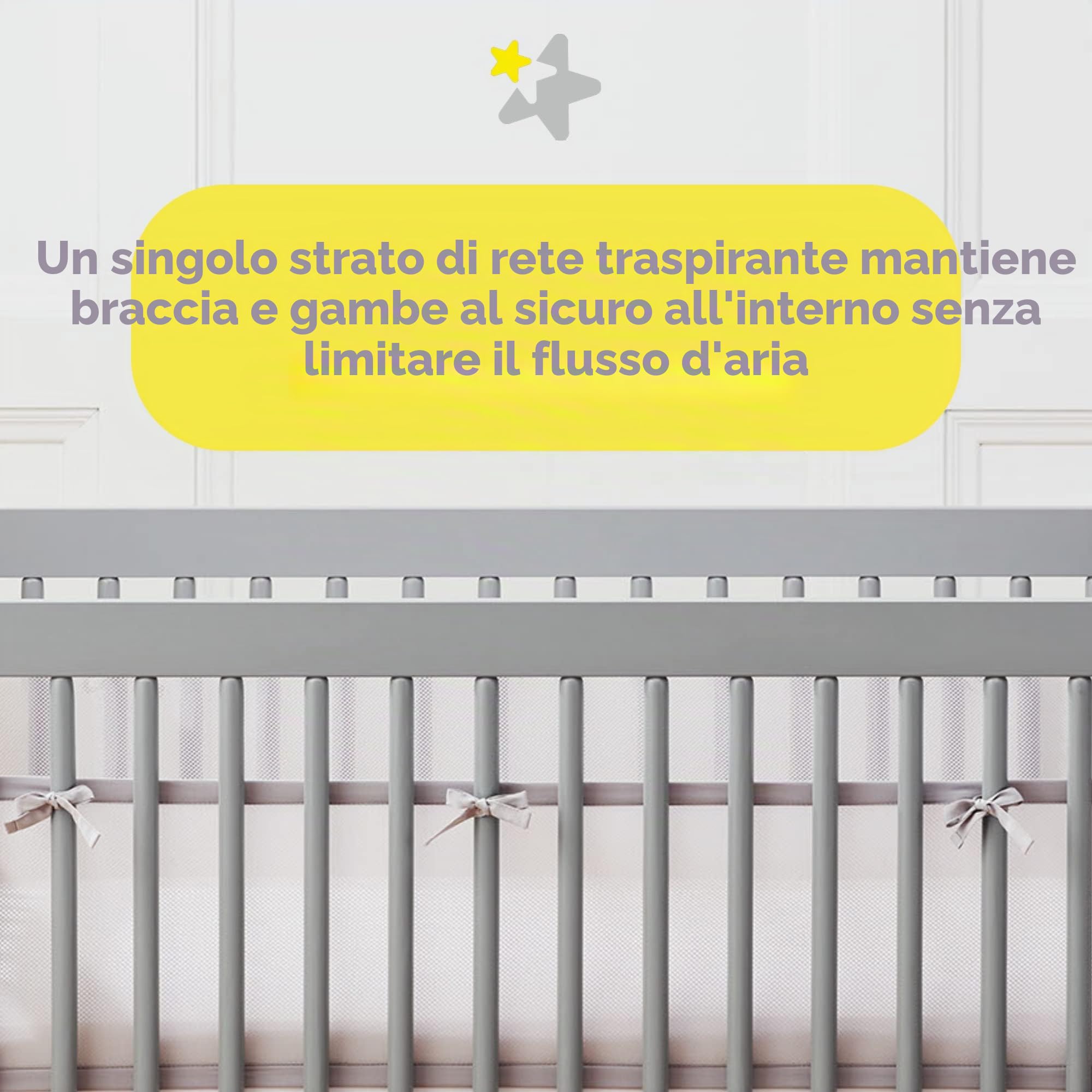 BreathableBaby Classica fodera traspirante per lettino, per culle con estremità solide, copre 2 lati, l'alternativa più sicura ai tradizionali paracolpi per lettino, lavabile in lavatrice, giardino