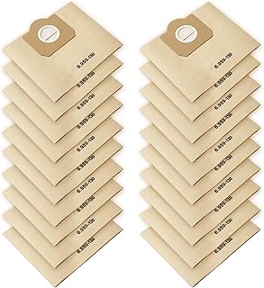 20 bolsas para aspiradoras, compatibles con WD3 1629 MV3 A2201/2204/2554/2604 para kärcher 6.959-130.0 Bolsas de papel para aspiradoras, bolsas de recogida de polvo de alta eficacia