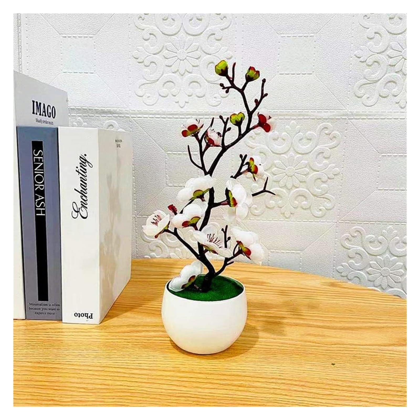 Sztuczne kwiaty z tworzywa sztucznego, 1 szt. Bonsai jedwabne kwiaty śliwkowe rośliny symulacja zimowa gałąź