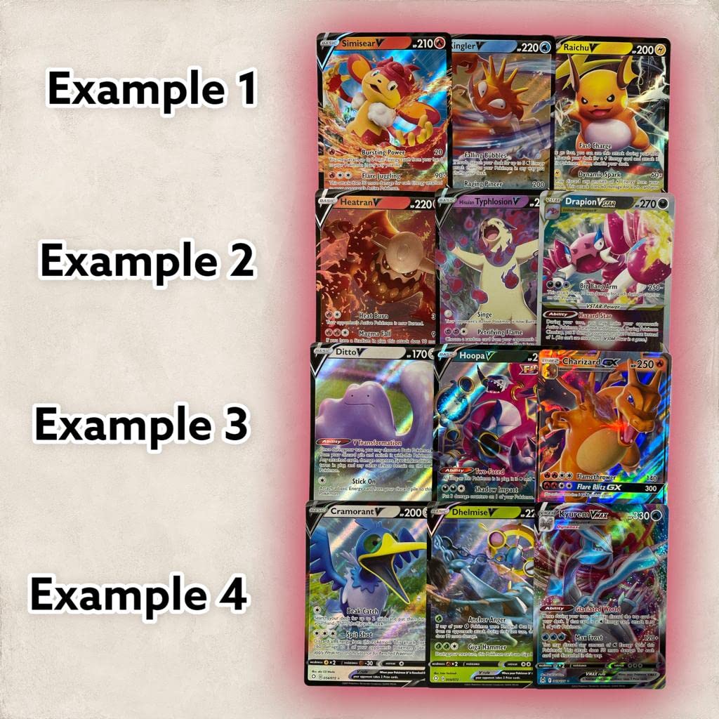 Carte V/GX/EX Ultra raro V Card + 1 Heartforcards® Toploader, 3 pezzi