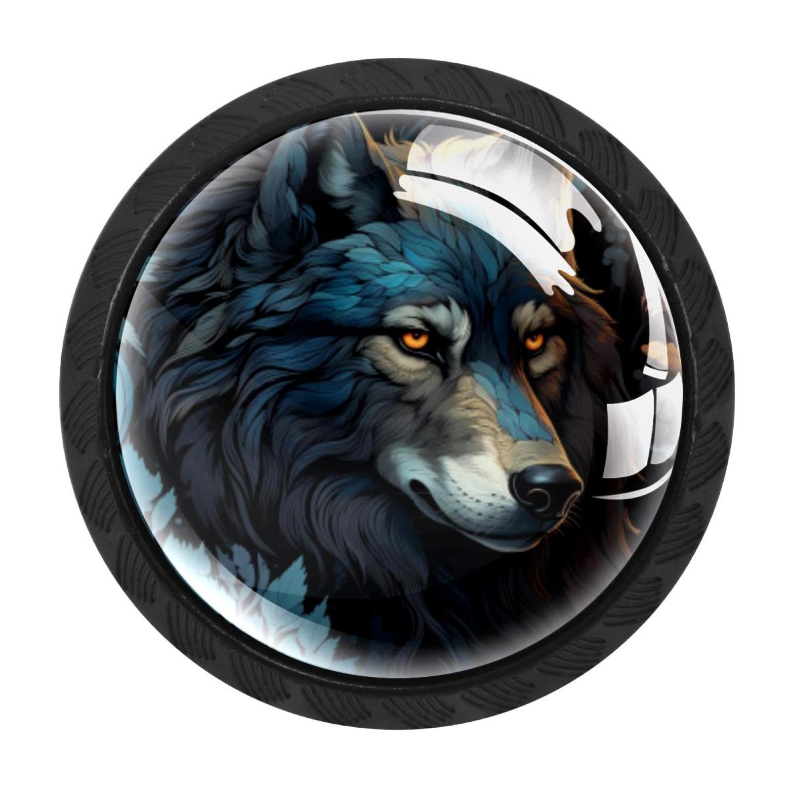 Chenzzzz Multicolored 05 Wolf Drawer Knobs 4 Pack Crystal Dresser Knobs 35Mm Glass Cabinet Knobs For Home Office Bathroom