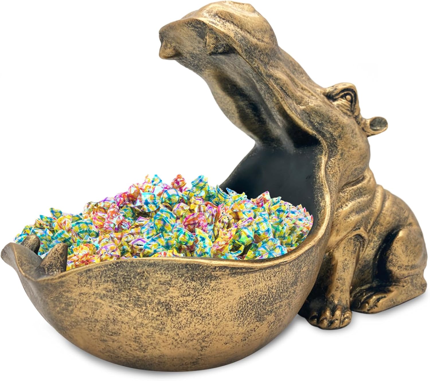 Hippo statue with candy jar and small-item storage