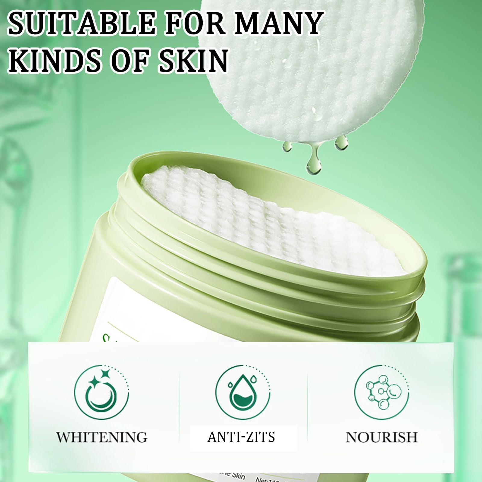 Zits-Fighting Exfoliating Face Pads, Toner & Cleansing Wipes for Oily & Zits-Prone Skin, Improve Blackheads, Enhance Skincare - Image 2