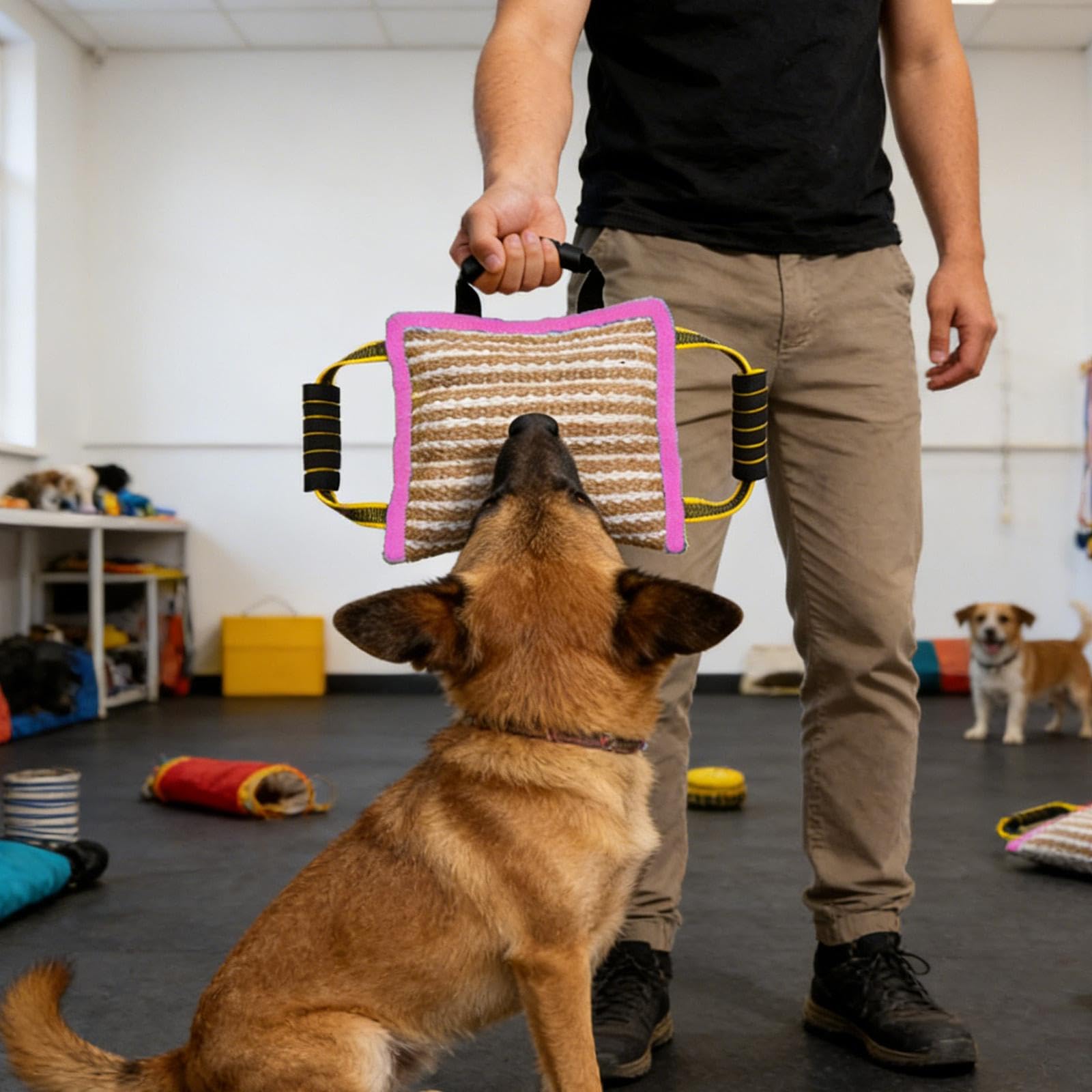 Almohada Mordedora para Perros de Yute Grueso con Diseño de Mango Resistente Repetidas Sirve como Ayuda para Entrenamiento y Juguete de