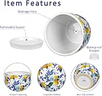 5.3+4.3 inch Ceramic Plant Pots, Set of 2 Blue and White Plant Pot with Drainage Holes and Saucers Small Lemon Indoor Planters Decorative Flower Pots for Succulents, Cacti, Snake Plants, and Herbs