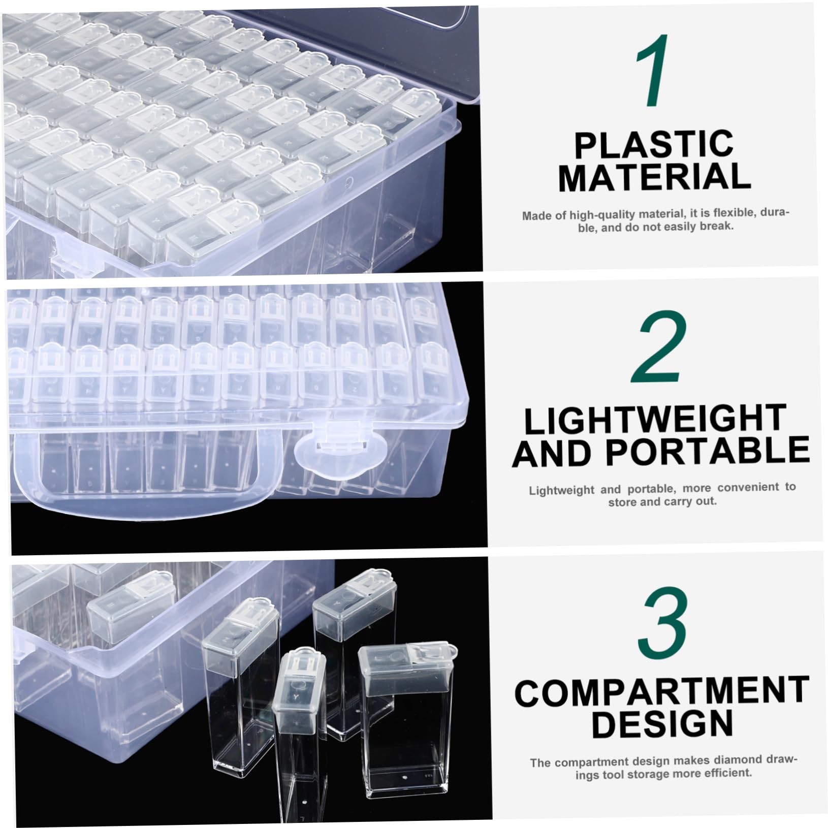 Artibetter 2 Set Scatola con Scomparti Trasparente per e Articoli Nail Art Organizer Portaoggetti con Etichette per Perline Gioielli e Ricamo Contenitore Stoccaggio Multifunzionale per Hobby