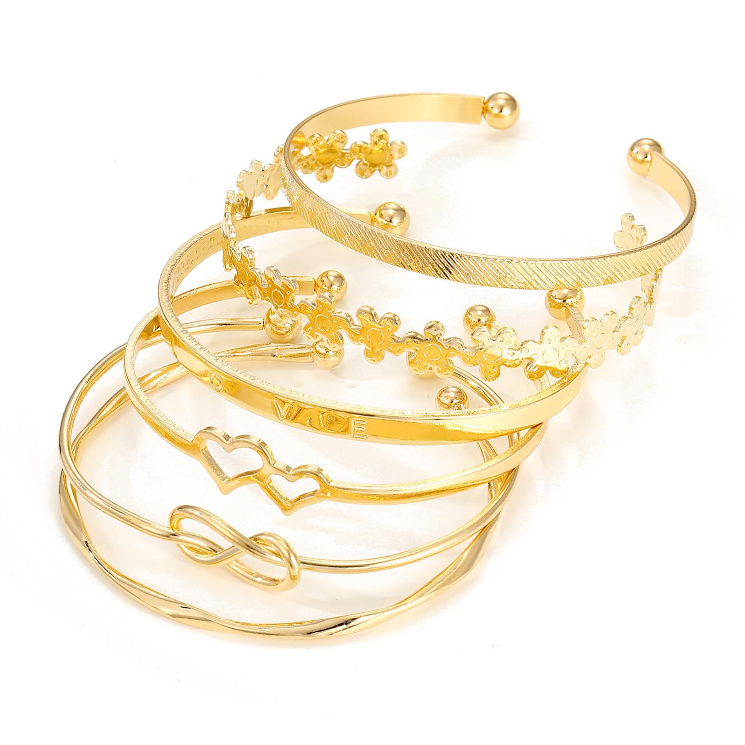 Set of 6 Latest Stylish Multilayer Gold Plated Bangle Bracelet for Women and Girls (16898b)