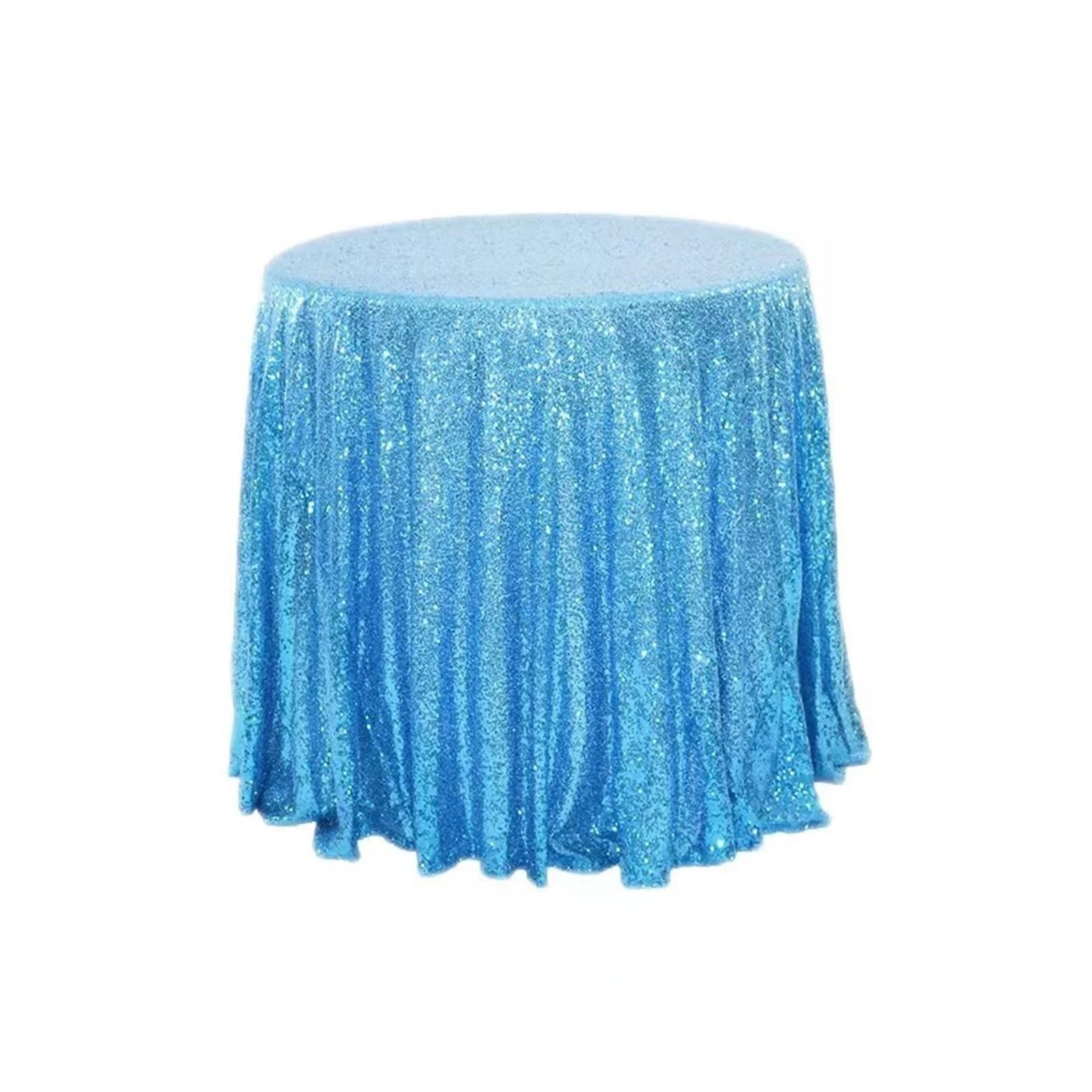 EKalgretrA Sequin Tablecloth Sequin Tablecloth Round Sparkling Table Cover for Wedding Party Decoration(Lake Blue,Diameter-120cm)