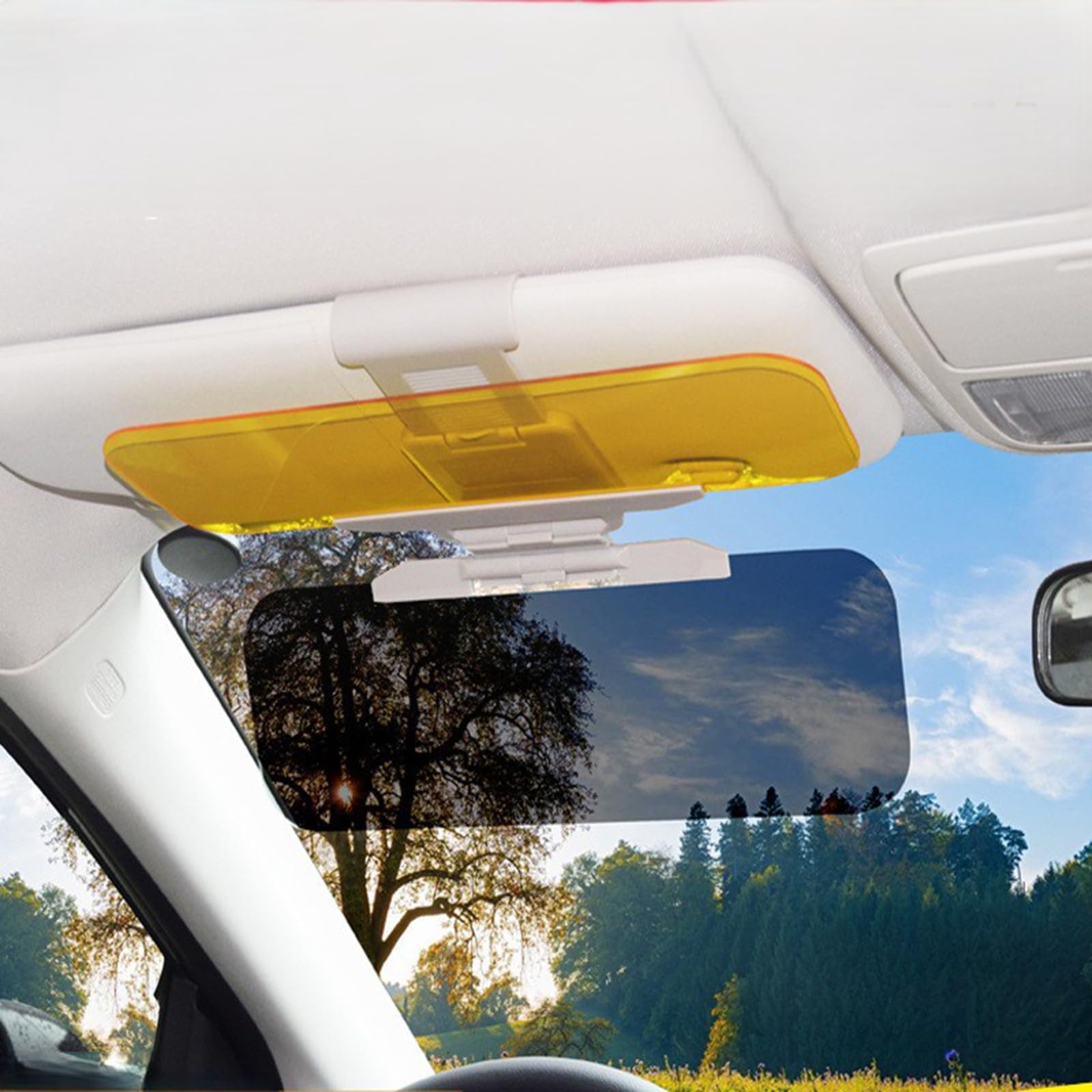 Day and Night Anti-Glare Visor 2 in 1 anti-glare sun visor Polarized Sun Adjustable Sun Visor Extension for Car Anti-UV Block Visor Non Glare Anti-Dazzle Sunshade Mirror Goggles Shield