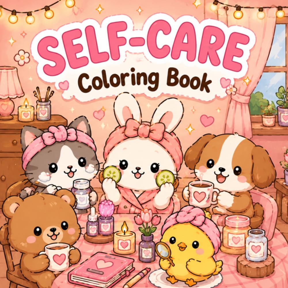Self Care Coloring Book: 50 Cozy Animal Coloring Pages for Relaxation, Mindfulness and Stress Relief