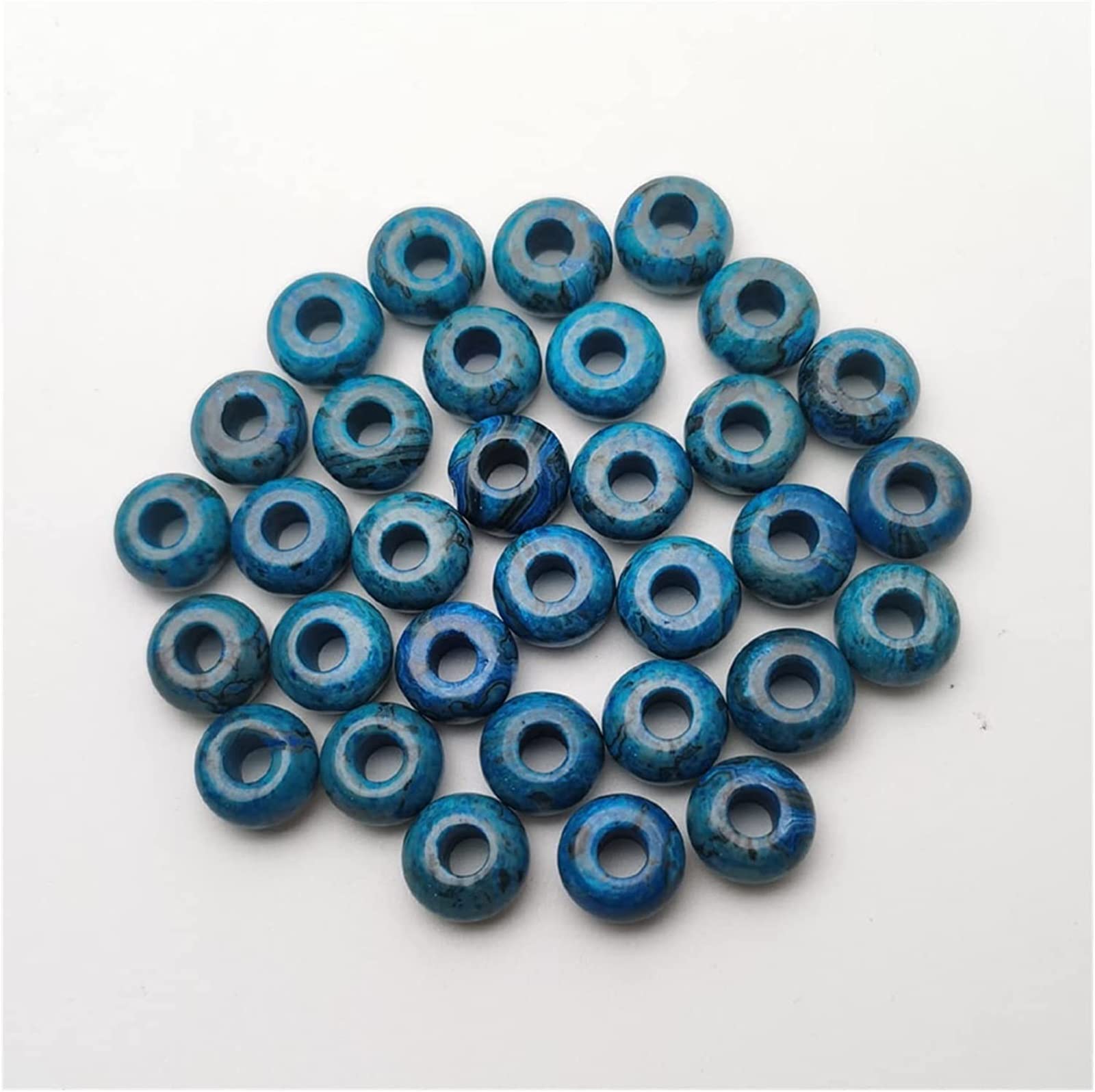 Kaboszon z kamienia naturalnego, 50 szt. kamień naturalny, okrągłe niebieskie agaty, 14 x 8 mm, duże koraliki do produkcji biżuterii, amulet, naszyjnik, kolczyki, akcesoria