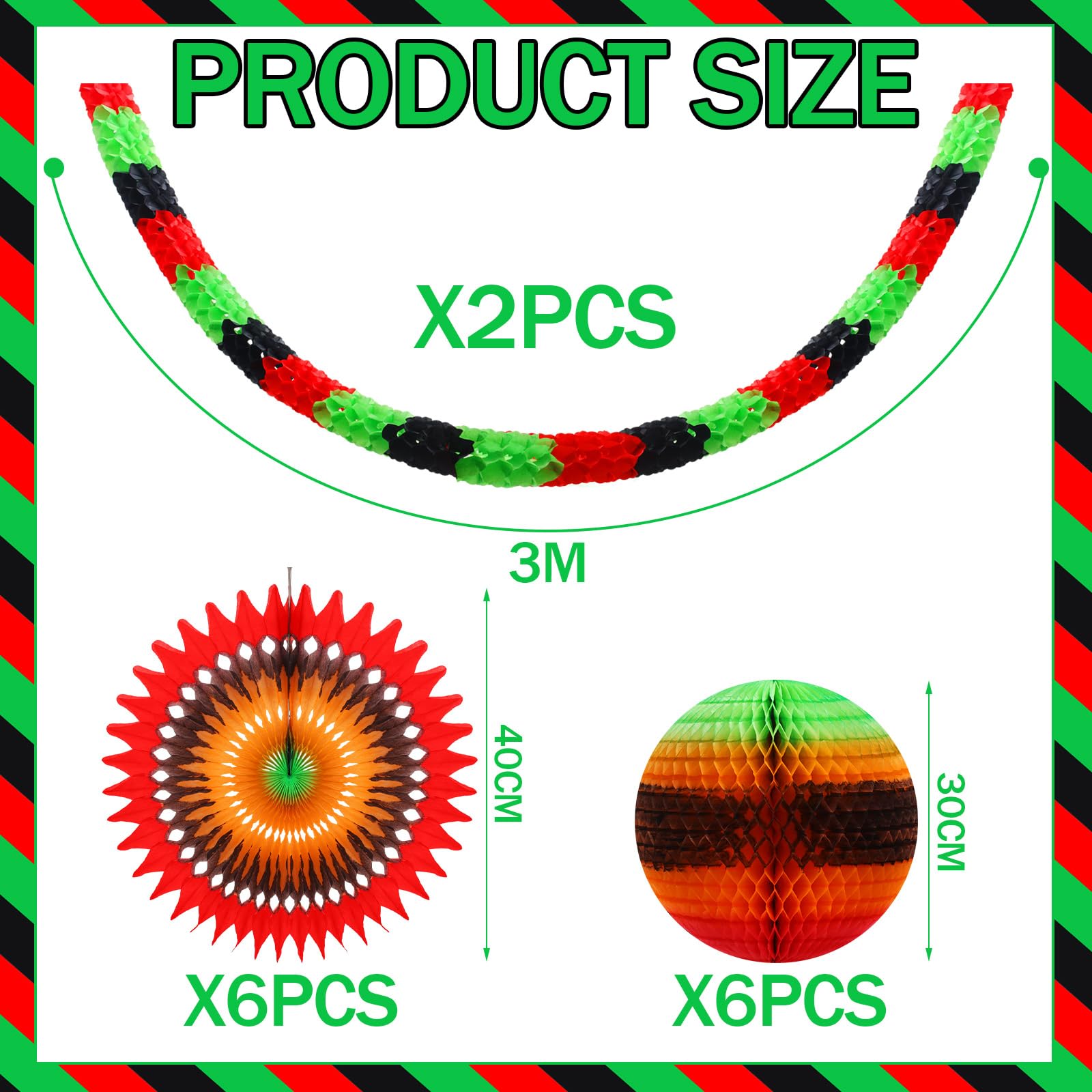 Yuxung 14 Pcs Black History Month Hanging Paper Fans Kente Classroom Decorations Juneteenth Tissue Paper Pom Poms for Garland Ceiling African American Party Supplies