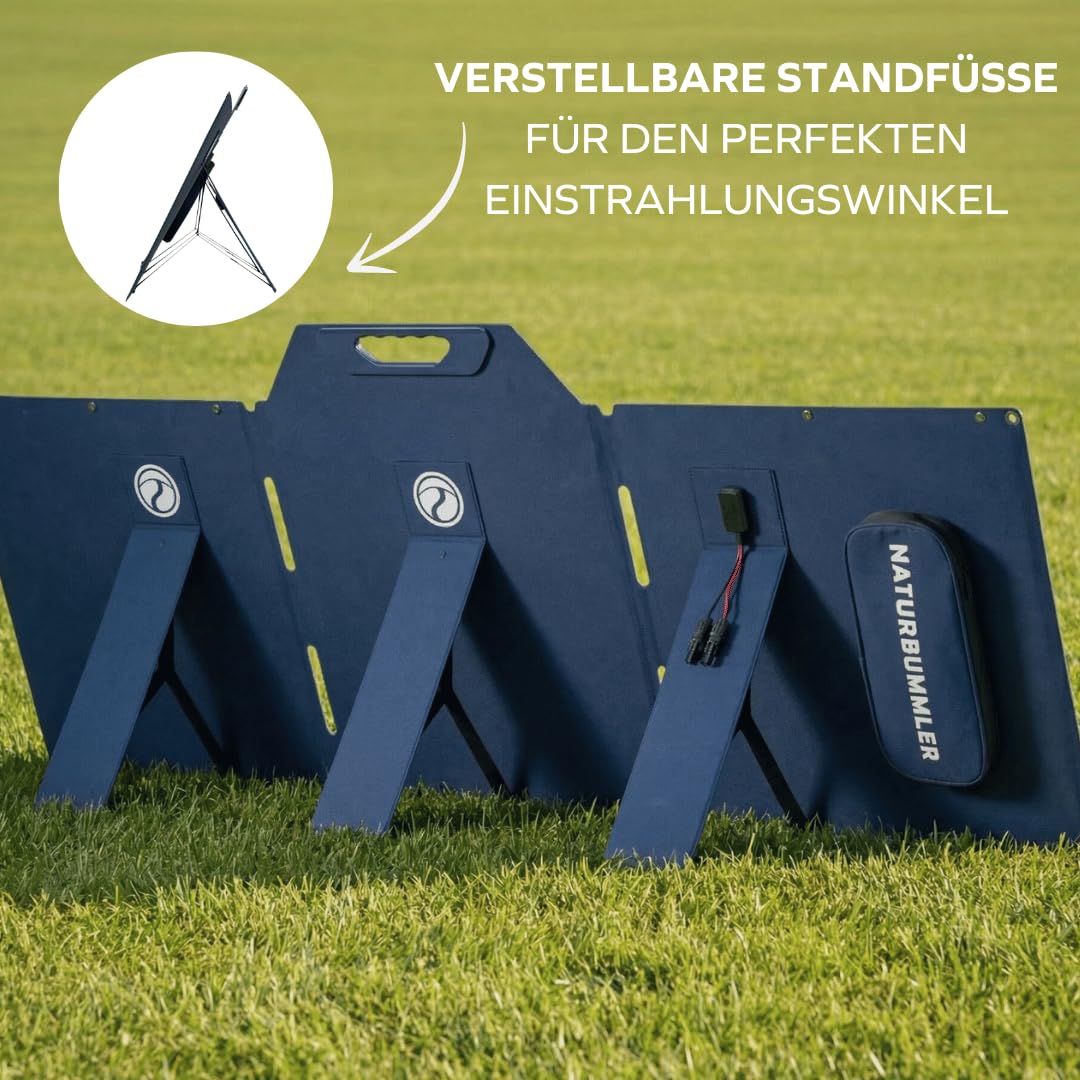 Naturbummler Solarpanel faltbar 150W Monokristallin [SOLAR-CORE] Solartasche - Solarmodul für Powerstation Camping Wohnmobil Vanlife Outdoor - Photovoltaik tragbar (150, Watt)