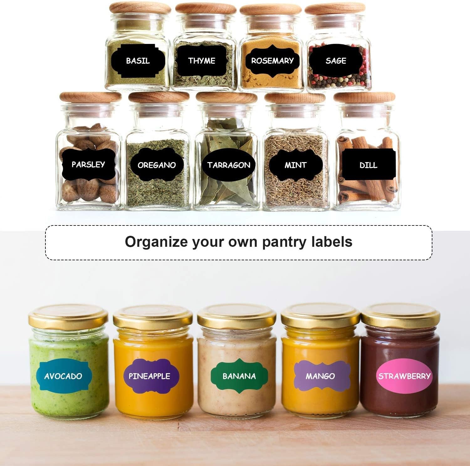 12 Color Chalkboard Labels Stickers Waterproof Removable Reusable