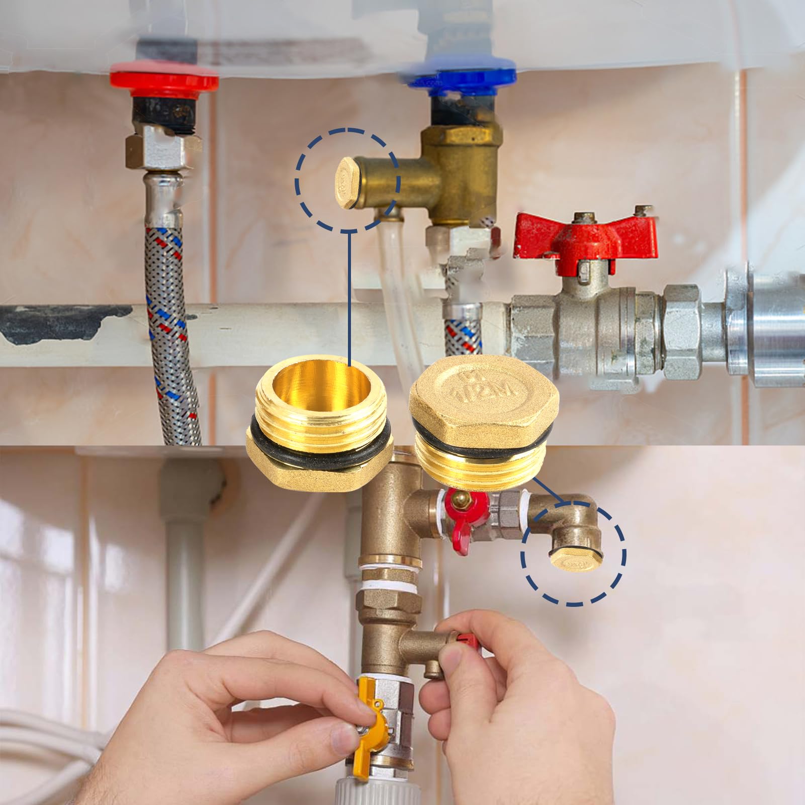 Bouchon Laiton Chrome Mâle 20/27, Bouchon Laiton Femelle 20/27