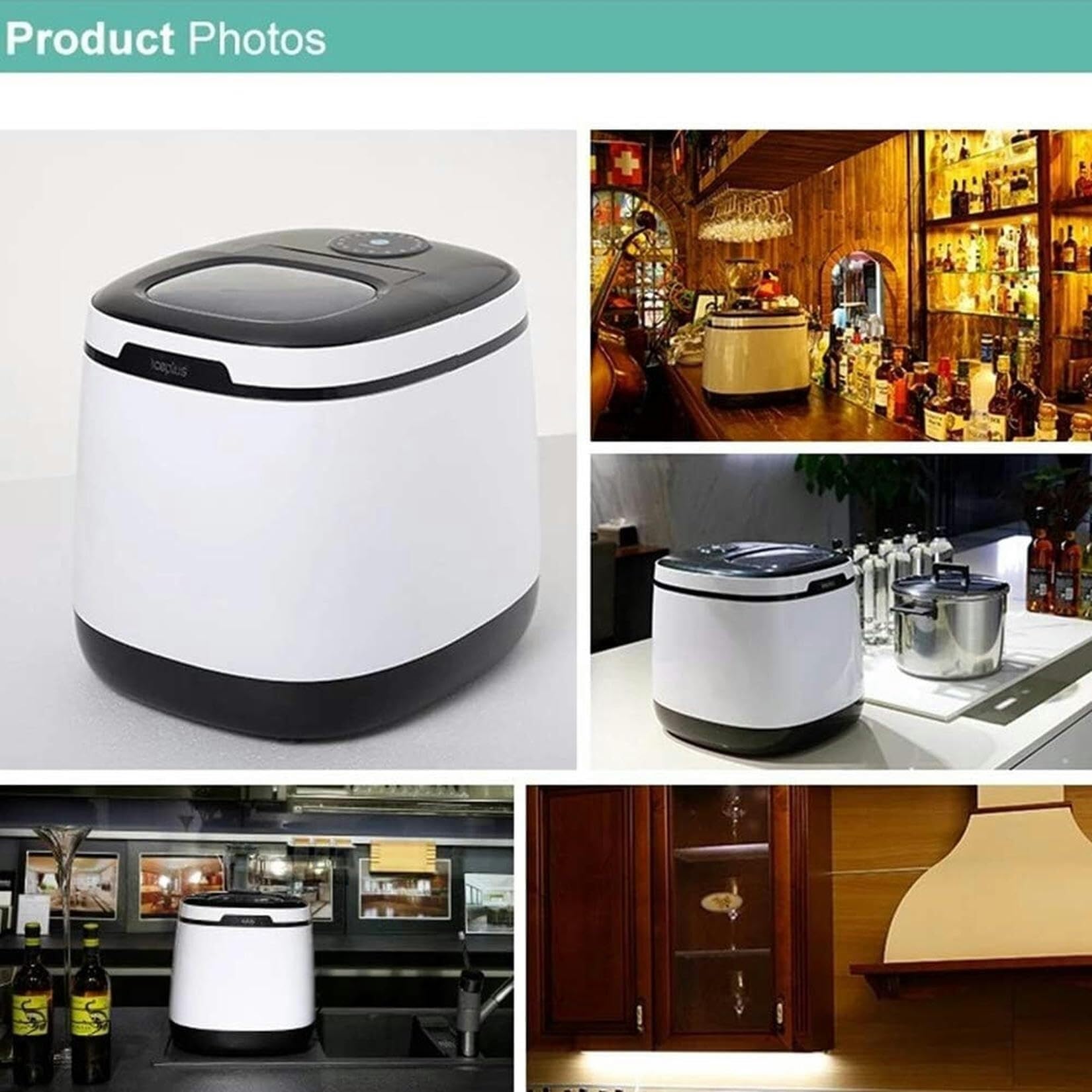 Máquina for hacer hielo for el hogar, máquina for hacer hielo portátil de encimera, hace cubitos de hielo en 7 minutos, adecuada for bebidas mixtas for fiestas, cerveza, máquina for hacer hielo eléctr