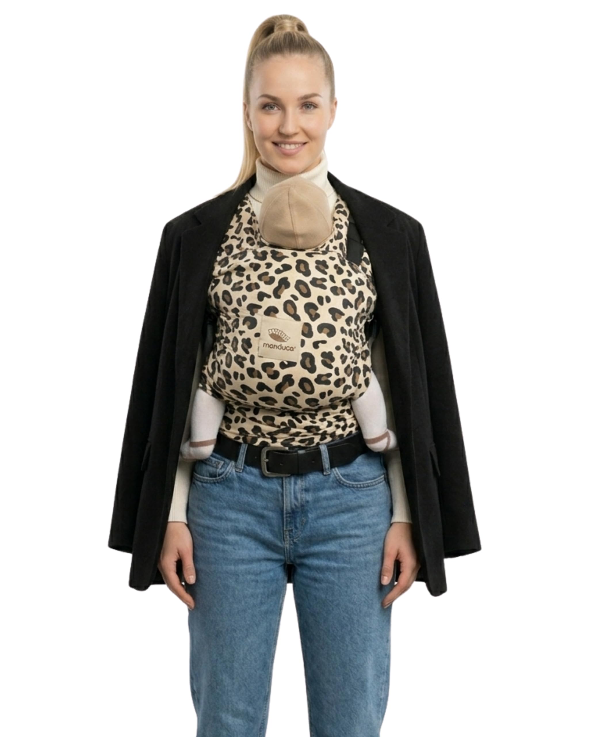 manduca Sling - Fasciatoio Neonato - Marsupio Elastico e per neonati dalla nascita fino a 15 kg - Puro cotone biologico - Leopardo
