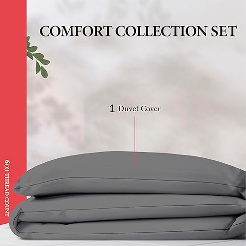 Miniatura 3 de Ashton Sheets Funda de edredón de algodón egipcio tamaño Queen Funda de edredón de algodón egipcio de 600 hilos de alta calidad, tejido de satén