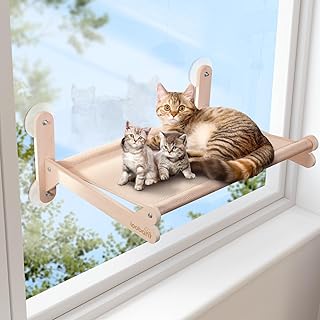 LOOBANI Cat Window Perch for Indoor Cats Cordless Cat Window Hammock with 4 Strong Suction Cups Sunny Seat Cat Bed Providing Sunbath Saving Space Washable Holds Up to 44 LBS