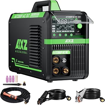 AIT200P AC/DC TIG Welder, 200A 110V/220V Aluminum Welding Machine with AC/DC TIG, Pulse TIG, Spot TIG, HF Start & Stick Welding, Foot Pedal Compatible, IGBT Inverter, Large HD Display
