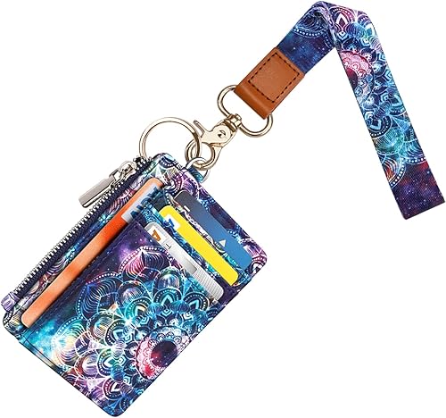 Vista 10 de WAVEYU Cartera con cordón con purpurina para mujeres y hombres, delgada con bloqueo RFID, funda para tarjetas de crédito, cartera pequeña con 6