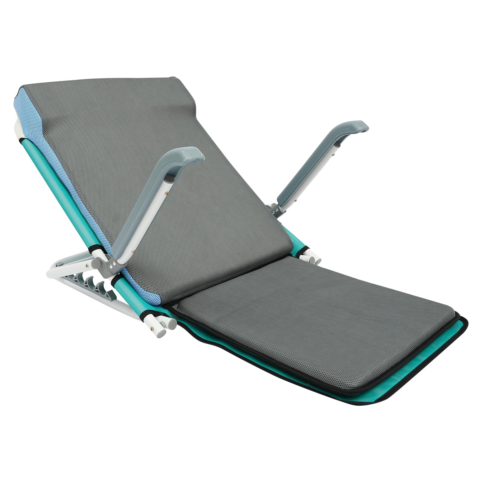 Dossier réglable - Matelas de plage portable - Support dorsal - Lit de plage pliable léger - 5 niveaux d'inclinaison - Résistant à l'humidité - Avec accoudoirs, masque pour les yeux et