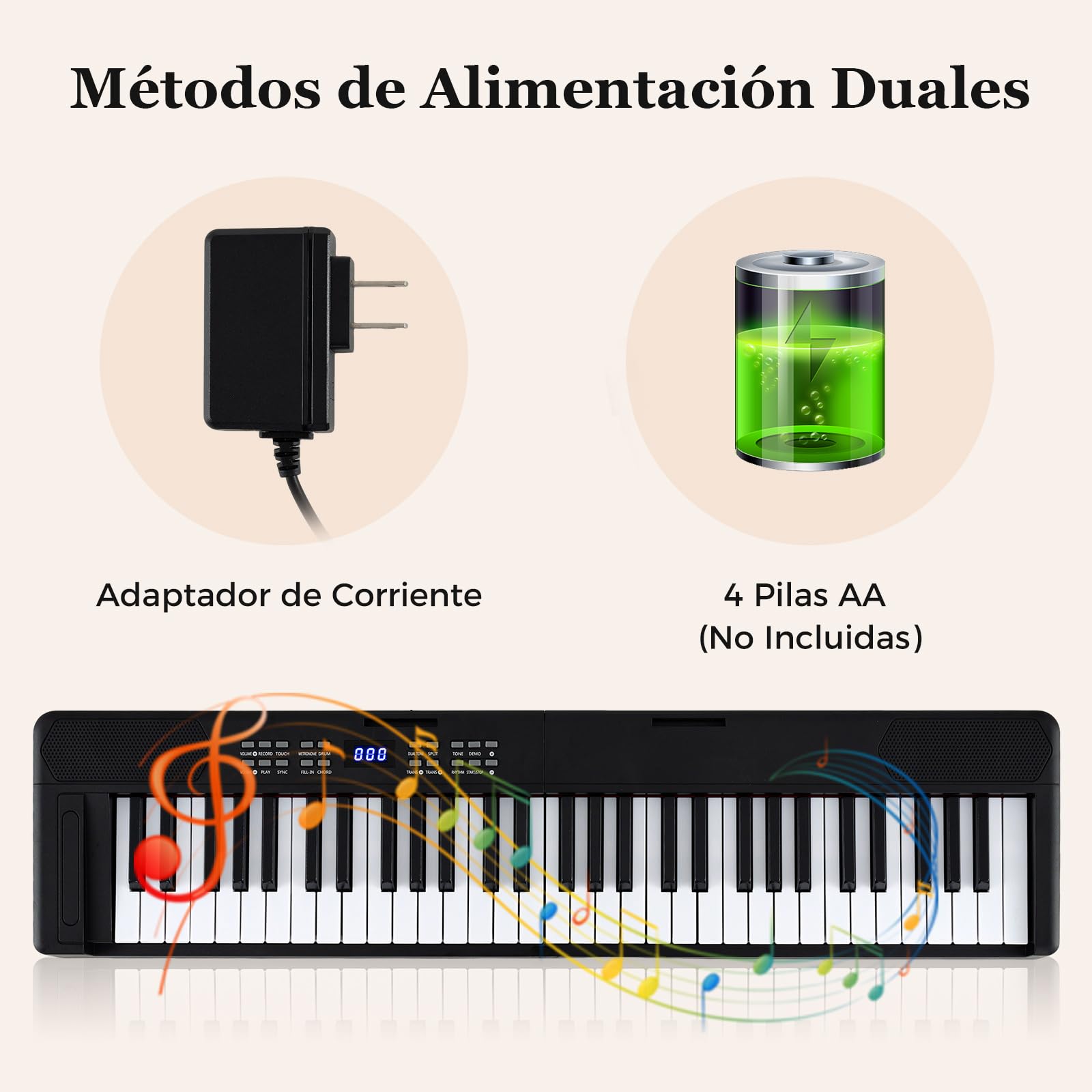 COSTWAY Teclado de Piano Plegable de 61 Teclas, 128 Tonos y 128 Ritmos, Piano Electrónico con Auriculares, Pedal de Sustain, Teclado Digital Portátil con Bolsa Transporte para Principiantes (Negro)