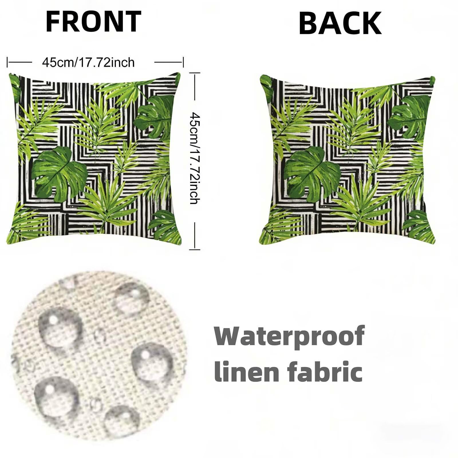 Juego de 2 Funda Cojin 80x80 cm Verde,Cuadrada Impermeable Fundas Cojines Abstracto Lino Impresión a Doble Cara con Cremallera Oculta,Apto Todas las Estaciones Funda Almohada para Sofá o Salón X-349