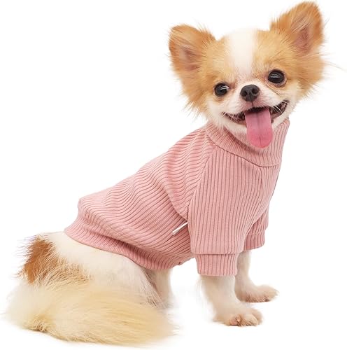 LOPHIPETS Suéteres de cuello alto para perros pequeños para ropa de cachorro Chihuahua-RosaM