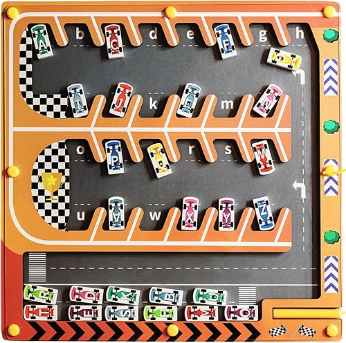 Laberinto magnético del alfabeto, juguete Montessori para aprendizaje ABC, desarrollo motor fino y habilidades de resolución de problemas, edades 3,