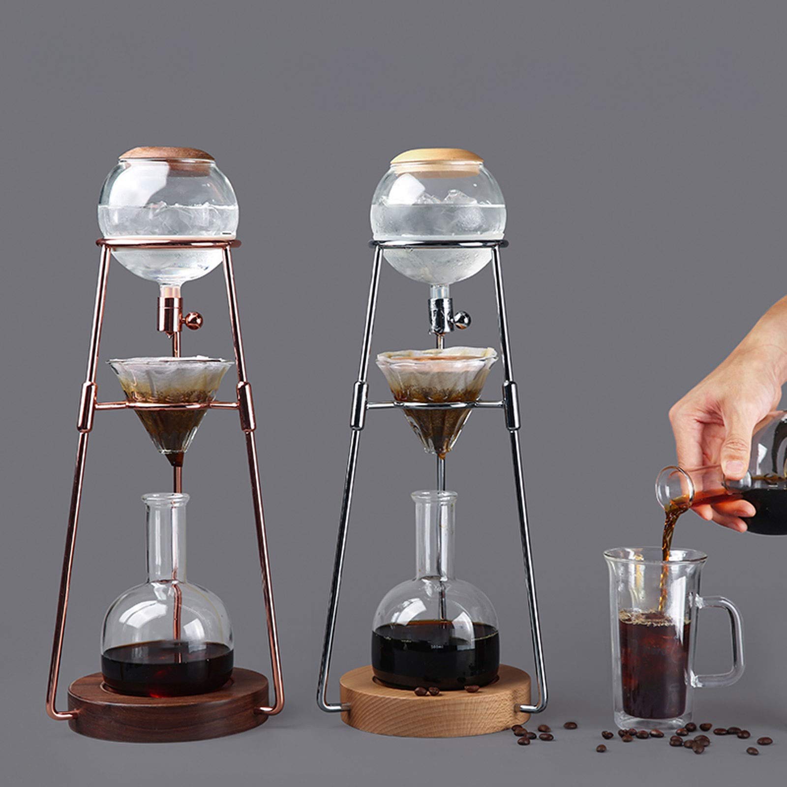 Dzbanek do kawy lodowa ekspres do kawy Cold Brew ekspres do kawy Szkło domowe Srebrny Różowe Złoto Ręczny Zaparzacz do kawy 500 ml Garnki do kawy (kolor: Złoty)