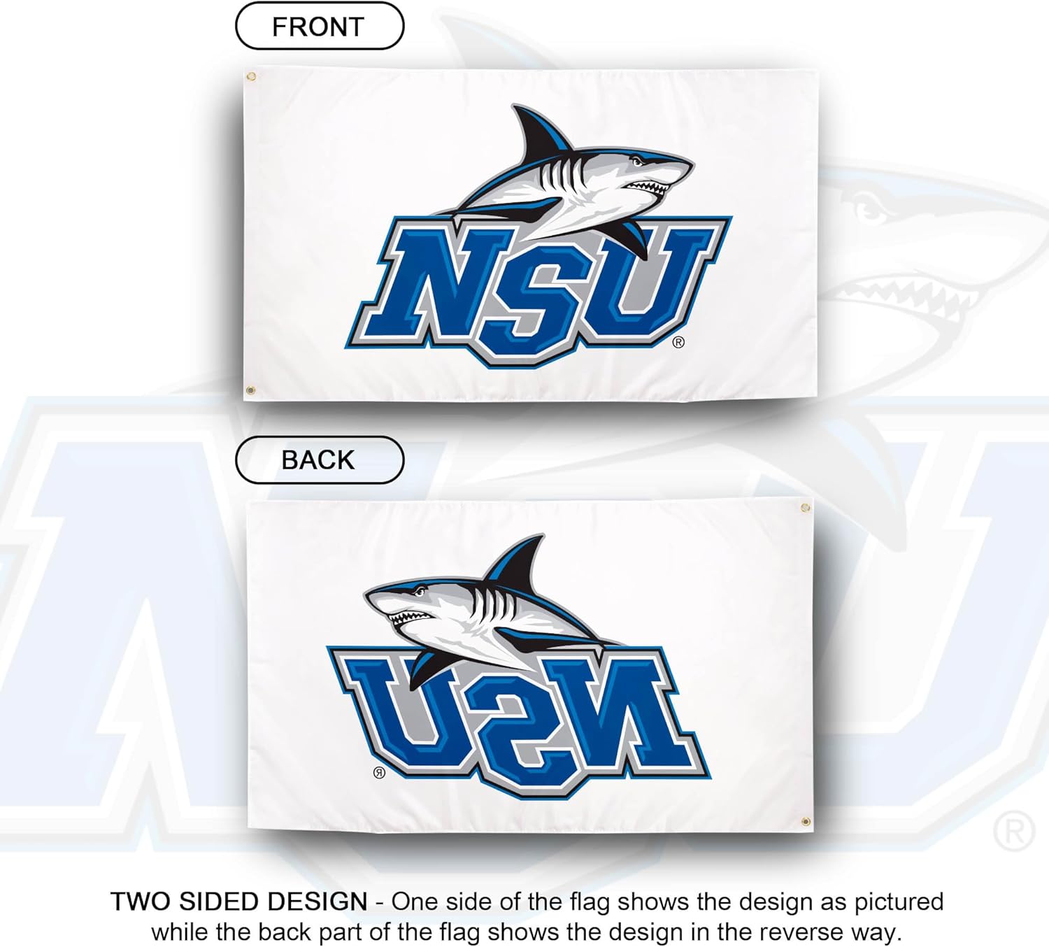 Desert Cactus Nova Southeastern University NSU Flag - 3 x 5 Feet Sharks Banner, Indoor/Outdoor Durable Fabric, 100% Polyester Design (Style 1) - Image 2
