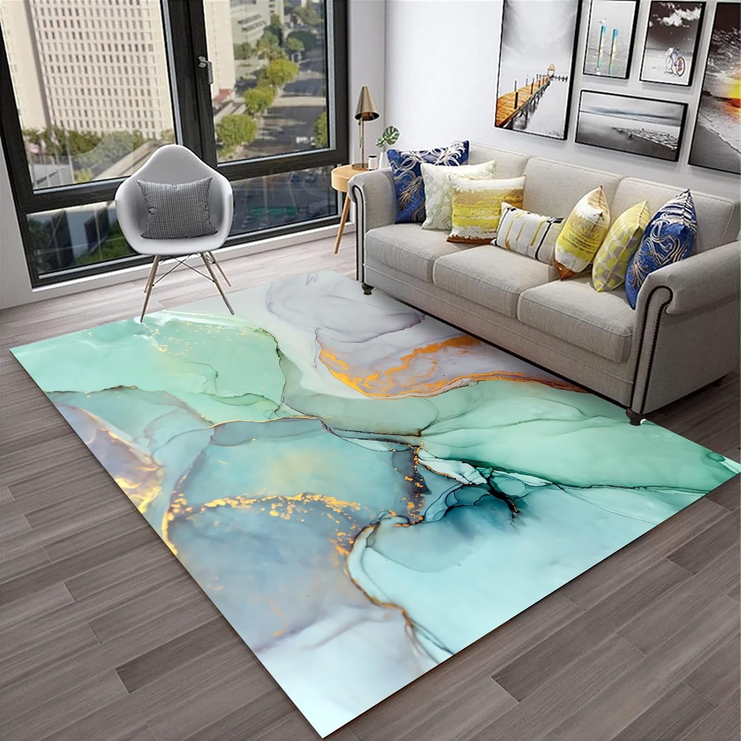 Colorful Abstract Stripes Texture Area Rug 3D Printed Carpet Floor Mat For Living Room And Bedroom Home Decoration 100 X 120 Cm - Polyester Soft Touch Easy Clean, Stain Resistant With Rubber -9G1T5H9